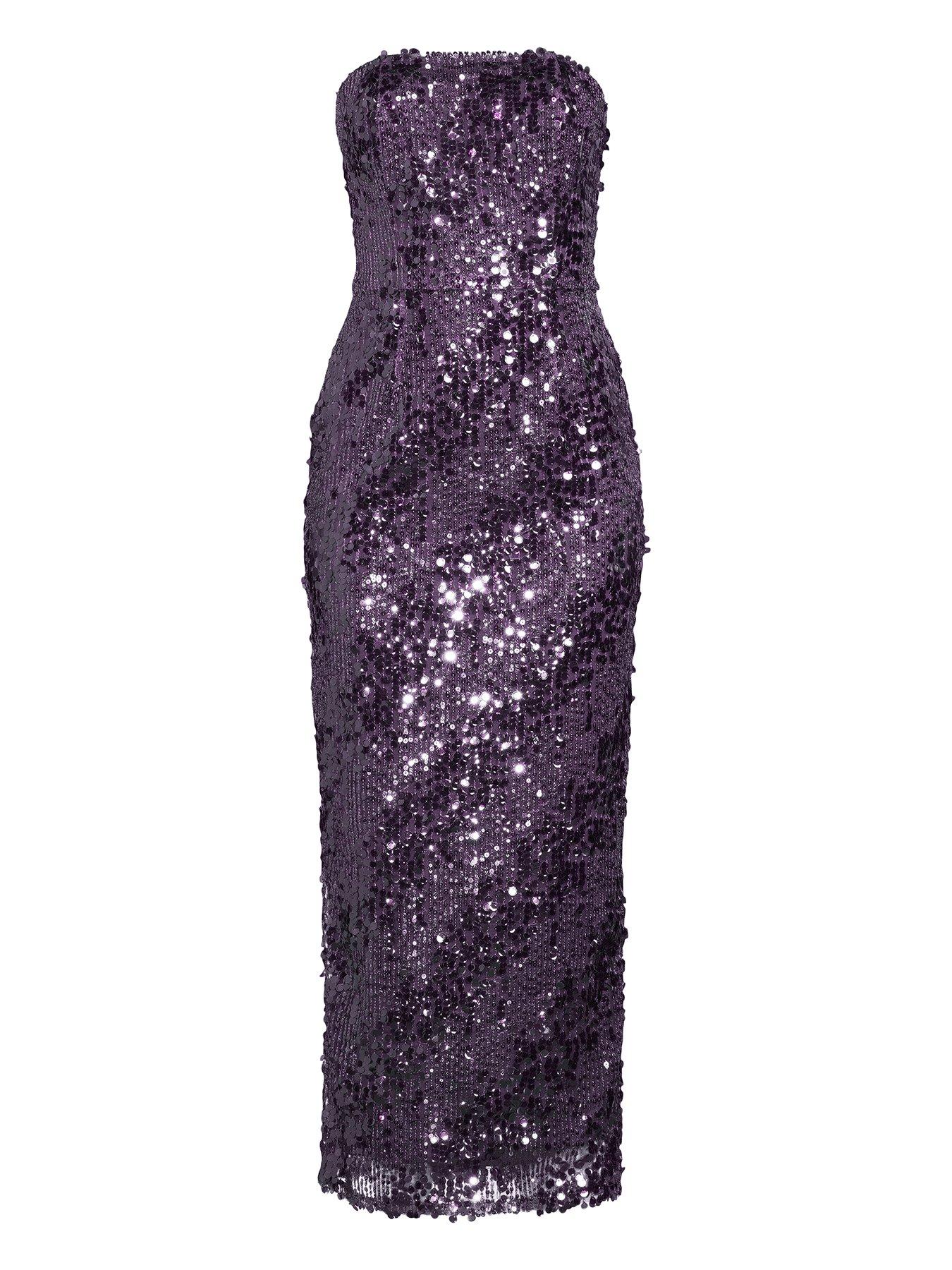 chinese dress ladies Sequin Bandeau Midi Dress Black – Front Row Fashions main image 1