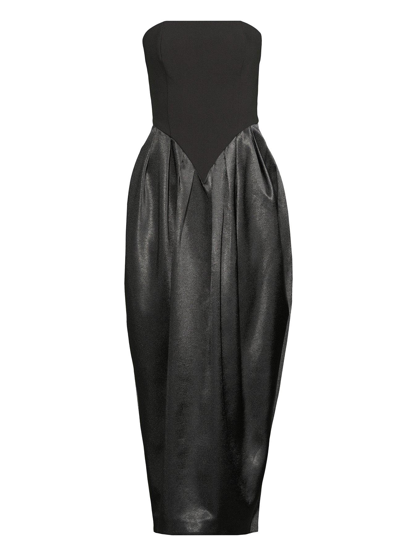 Image 4 of 4 of Michelle Keegan Satin Hem Bandeau Dress - Black
