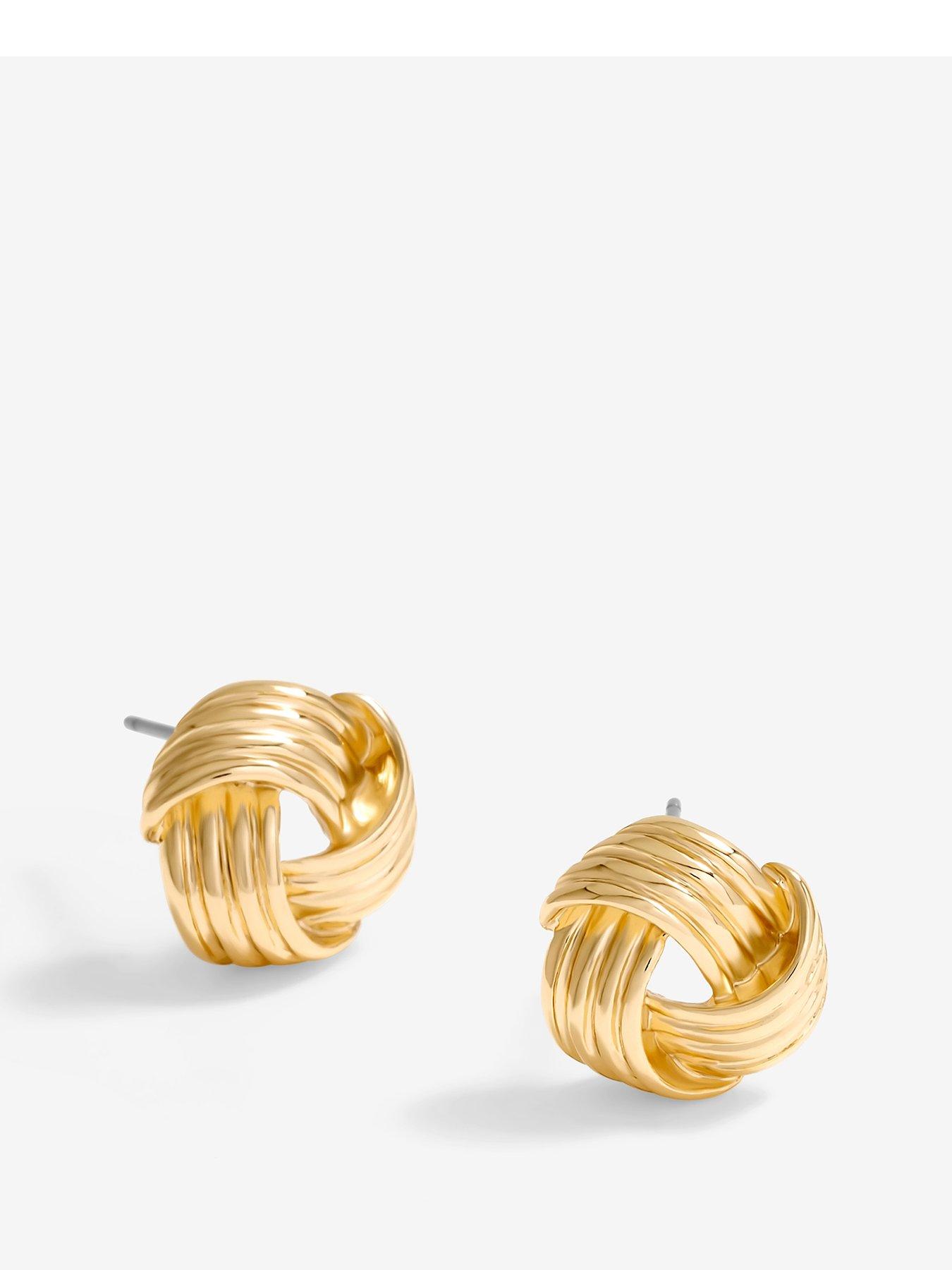 undefined Gold Plated Ridge Knot Studs