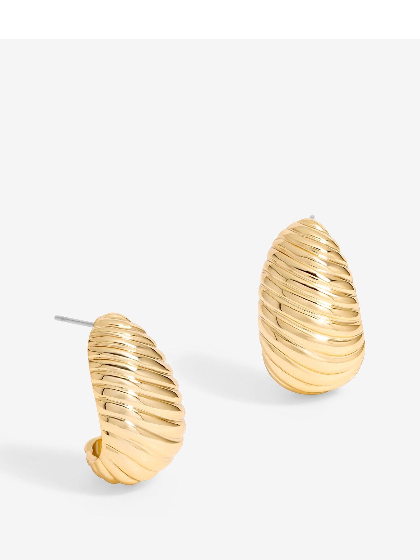 undefined Gold Plated Ridge Dome Hoops