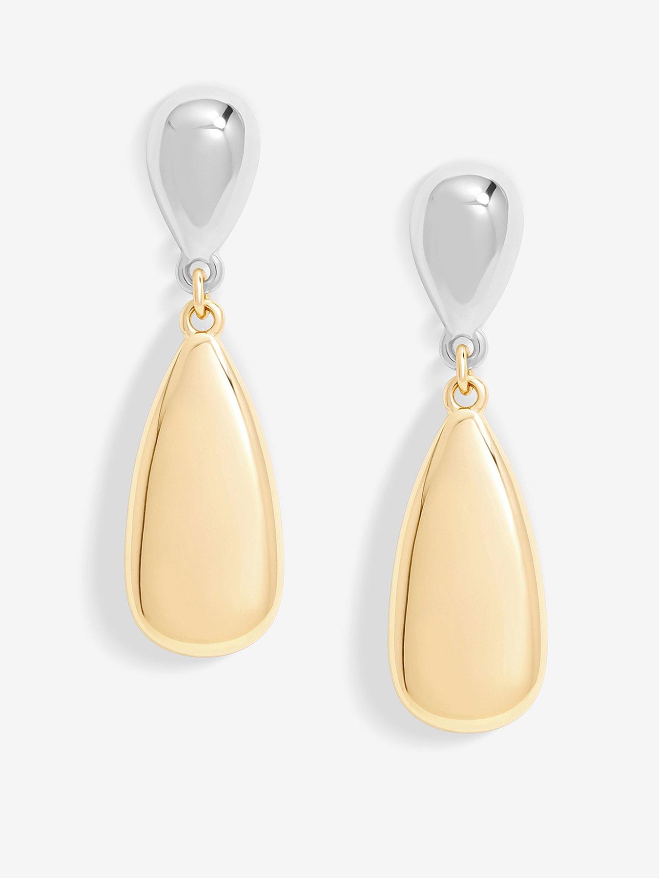 undefined Two Tone Polished Drop Earrings