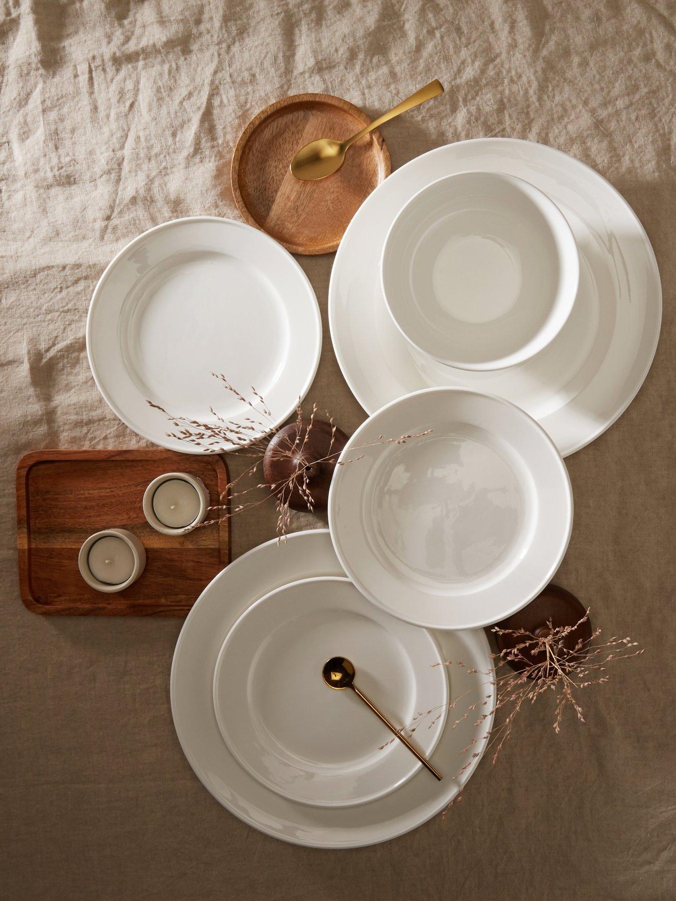 undefined Professional Alumina White Porcelain Rim 12-Piece Dinner Set