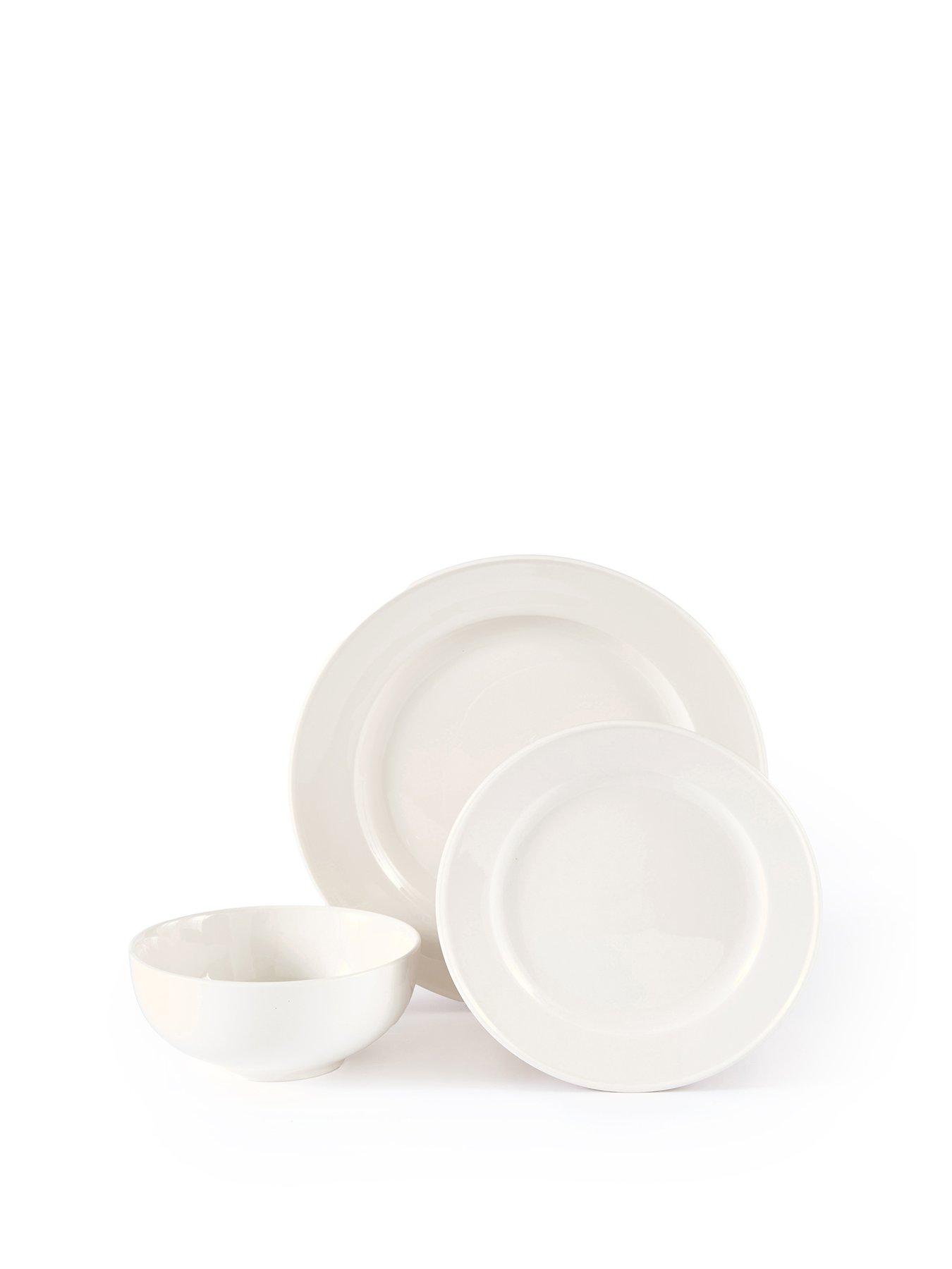 Image 2 of 5 of WATERSIDE Professional Alumina White Porcelain Rim 12-Piece Dinner Set