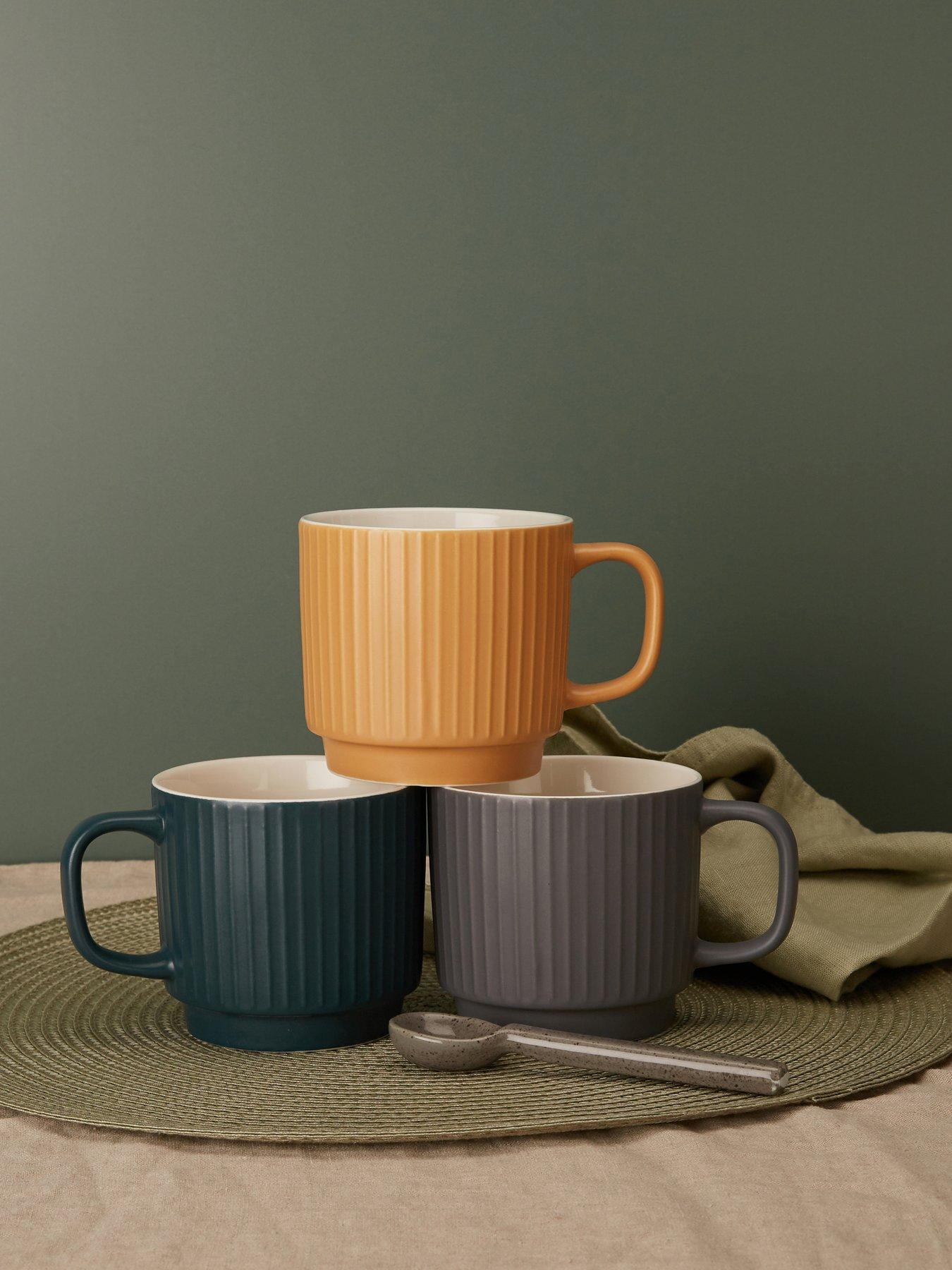 undefined Set Of 4 Matt Ribbed Mugs