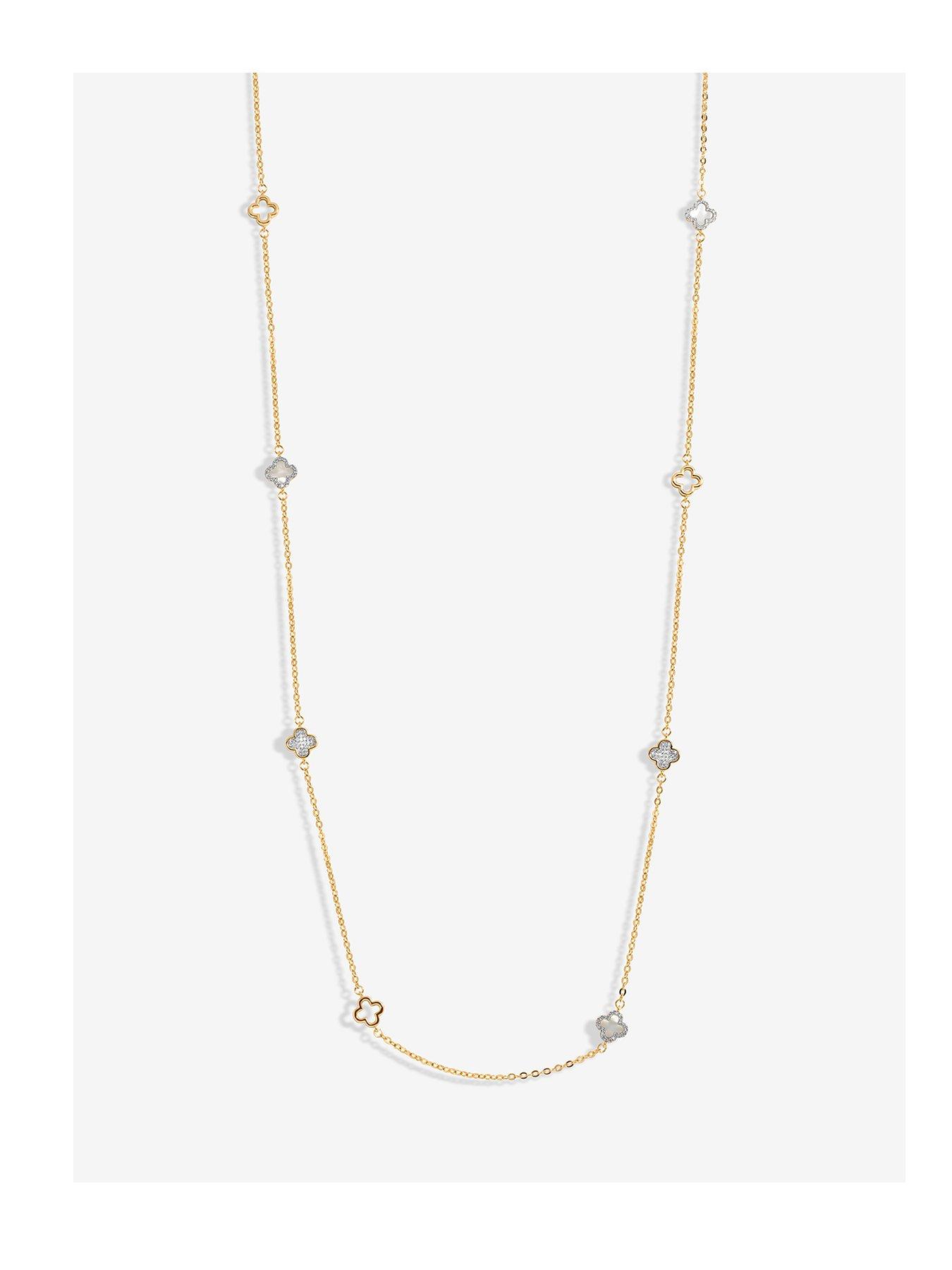 undefined Gold Plated Long Clover Necklace