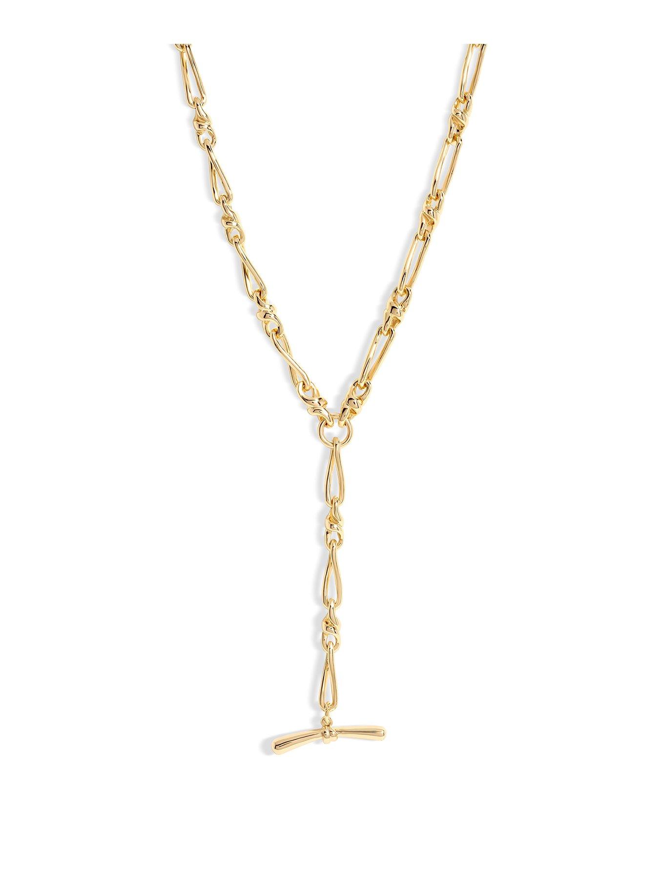 undefined Gold Plated T Bar Necklace