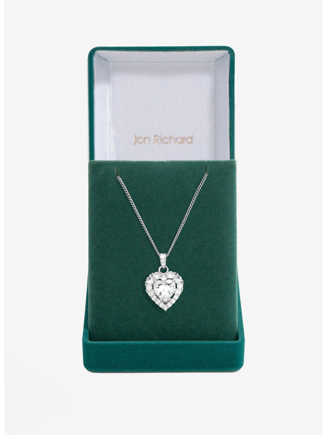 undefined Rhodium Plated Cubic Zirconia Heart Pendant - Gift Boxed