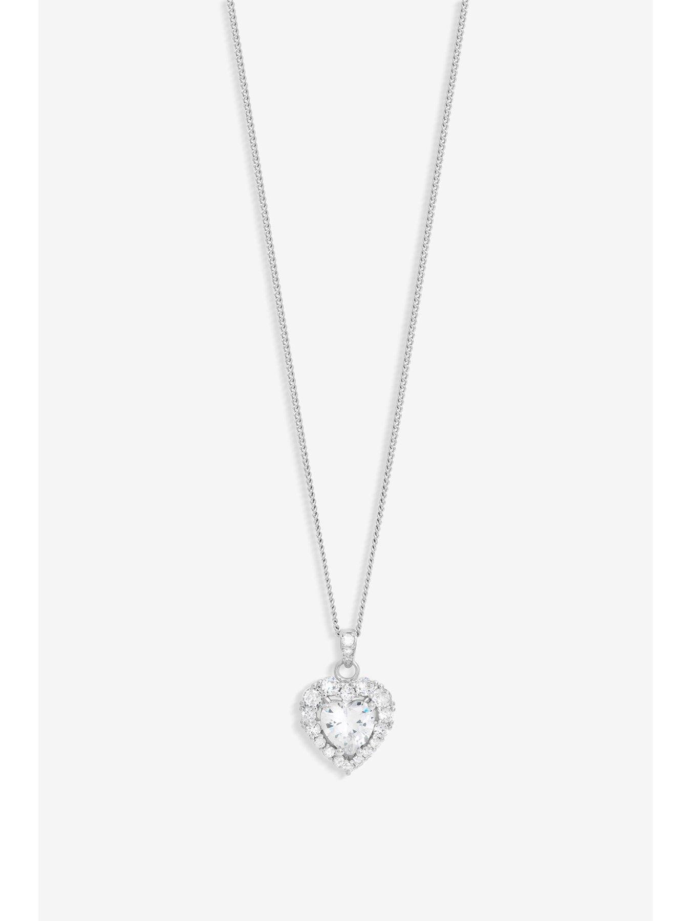 Image 2 of 3 of Jon Richard Rhodium Plated Cubic Zirconia Heart Pendant - Gift Boxed