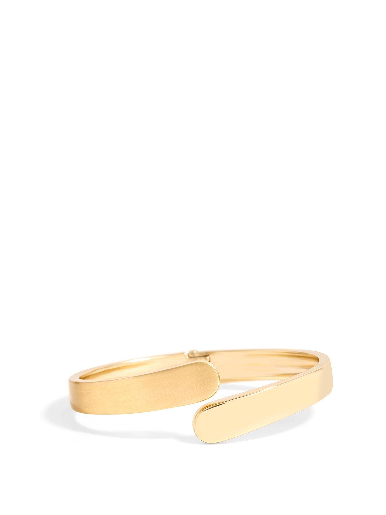 undefined Gold Plated Polished Satin Open Hinge Bangle