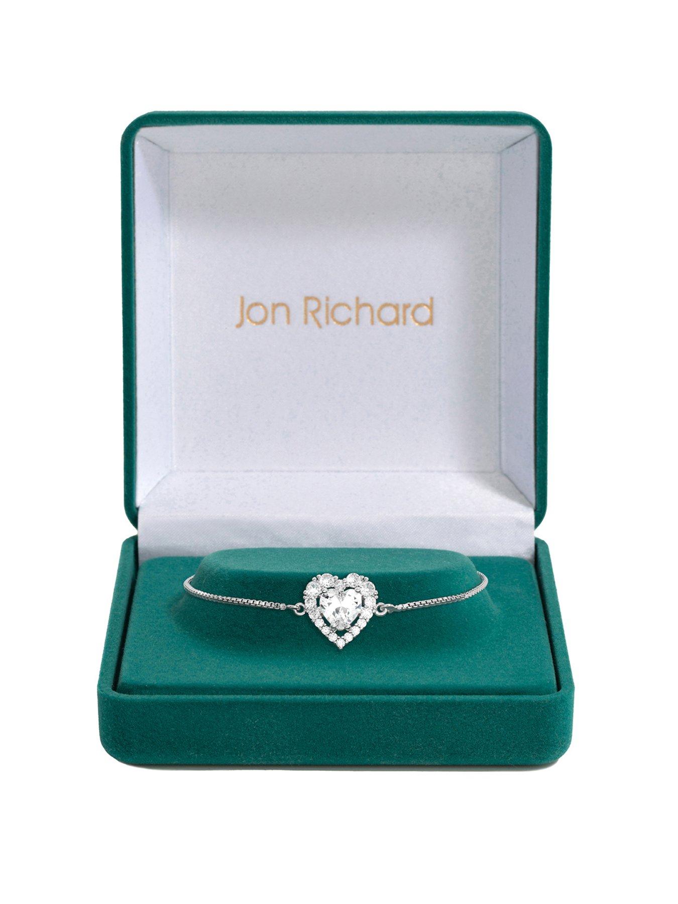 undefined Rhodium Plated Cubic Zirconia Heart Toggle Bracelet - Gift Boxed