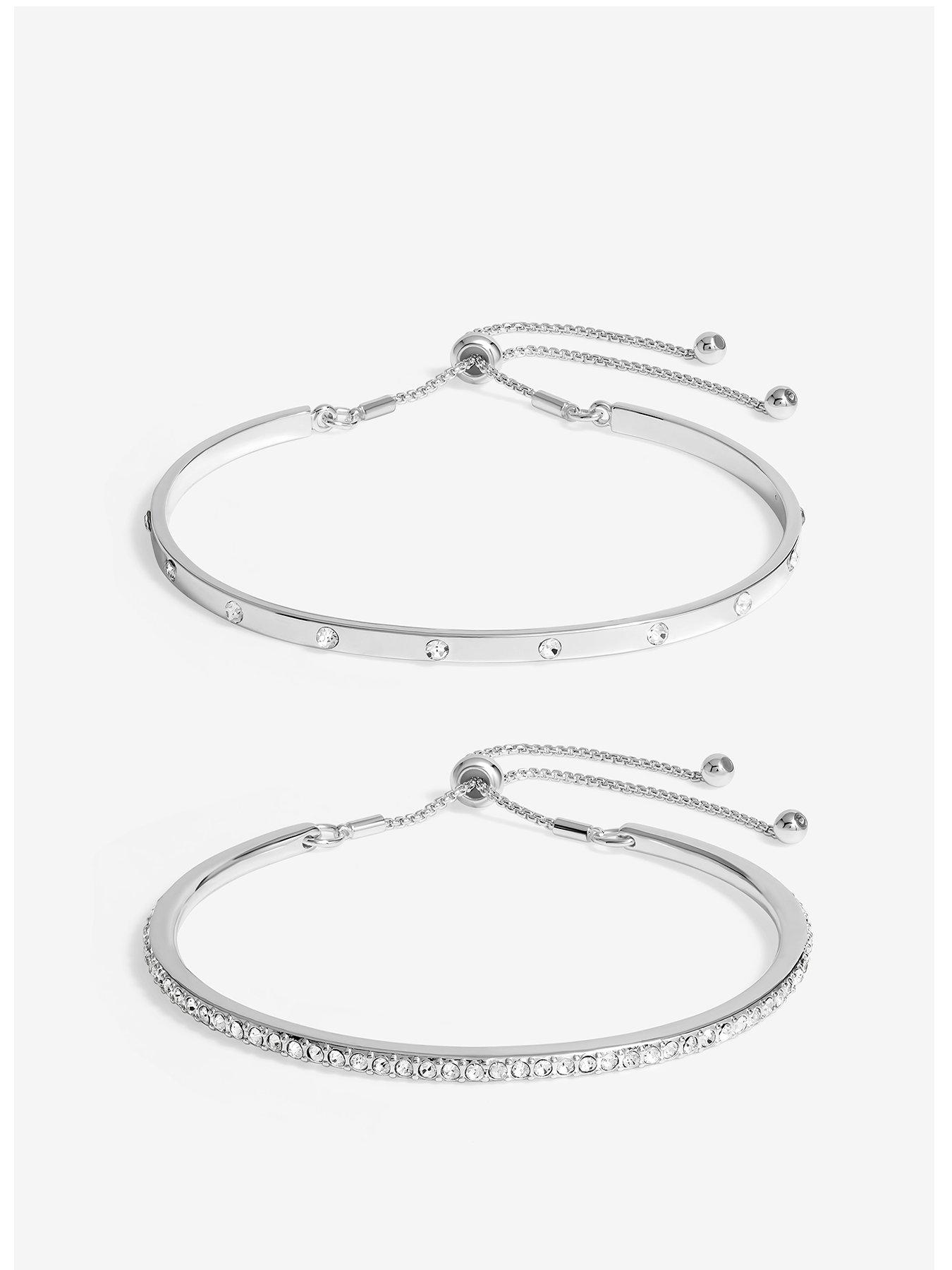 undefined SILVER CRYSTAL BAR TOGGLE BRACELETS - PACK OF 2