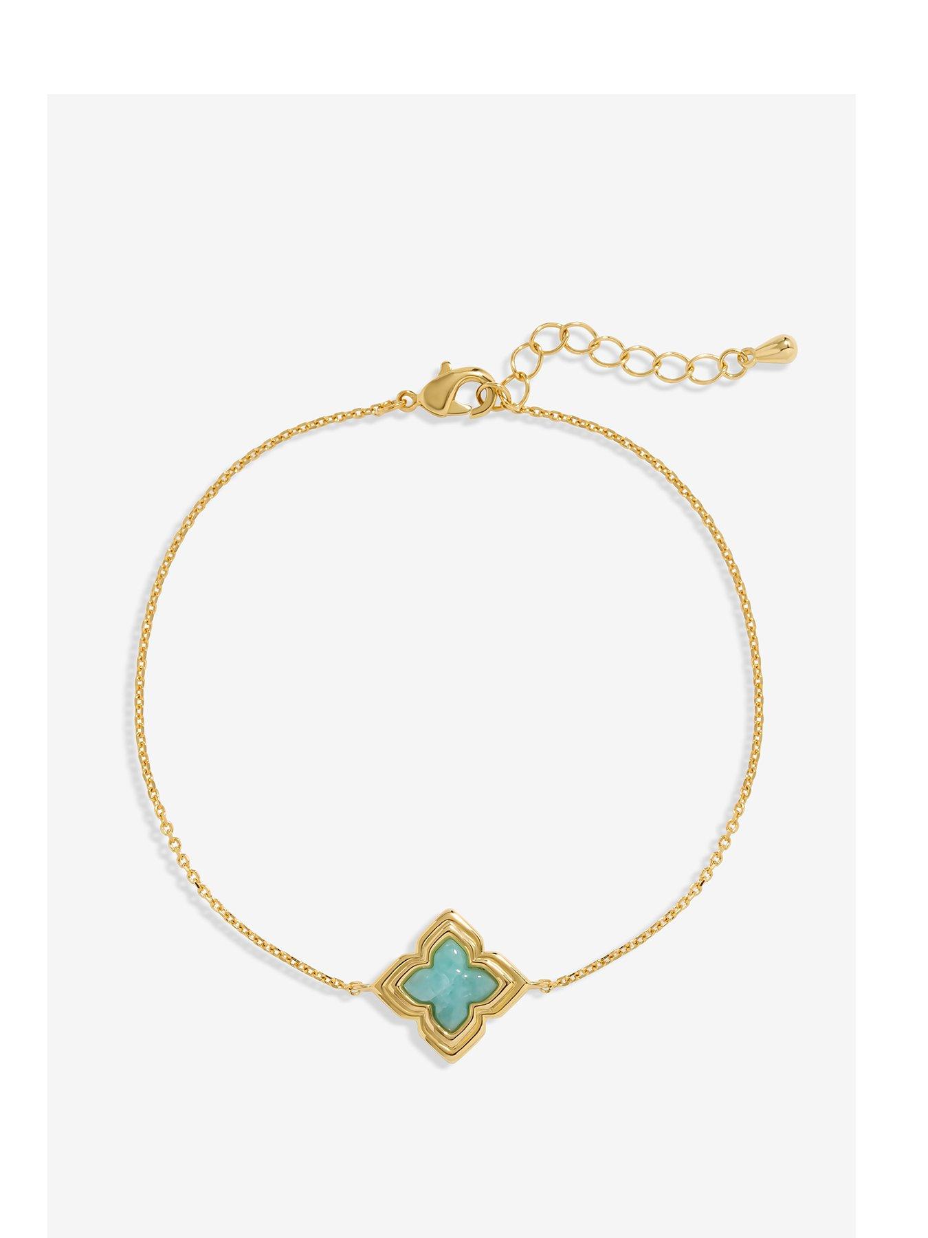 undefined Gold Plated Aquamarine Bracelet - Gift Pouch