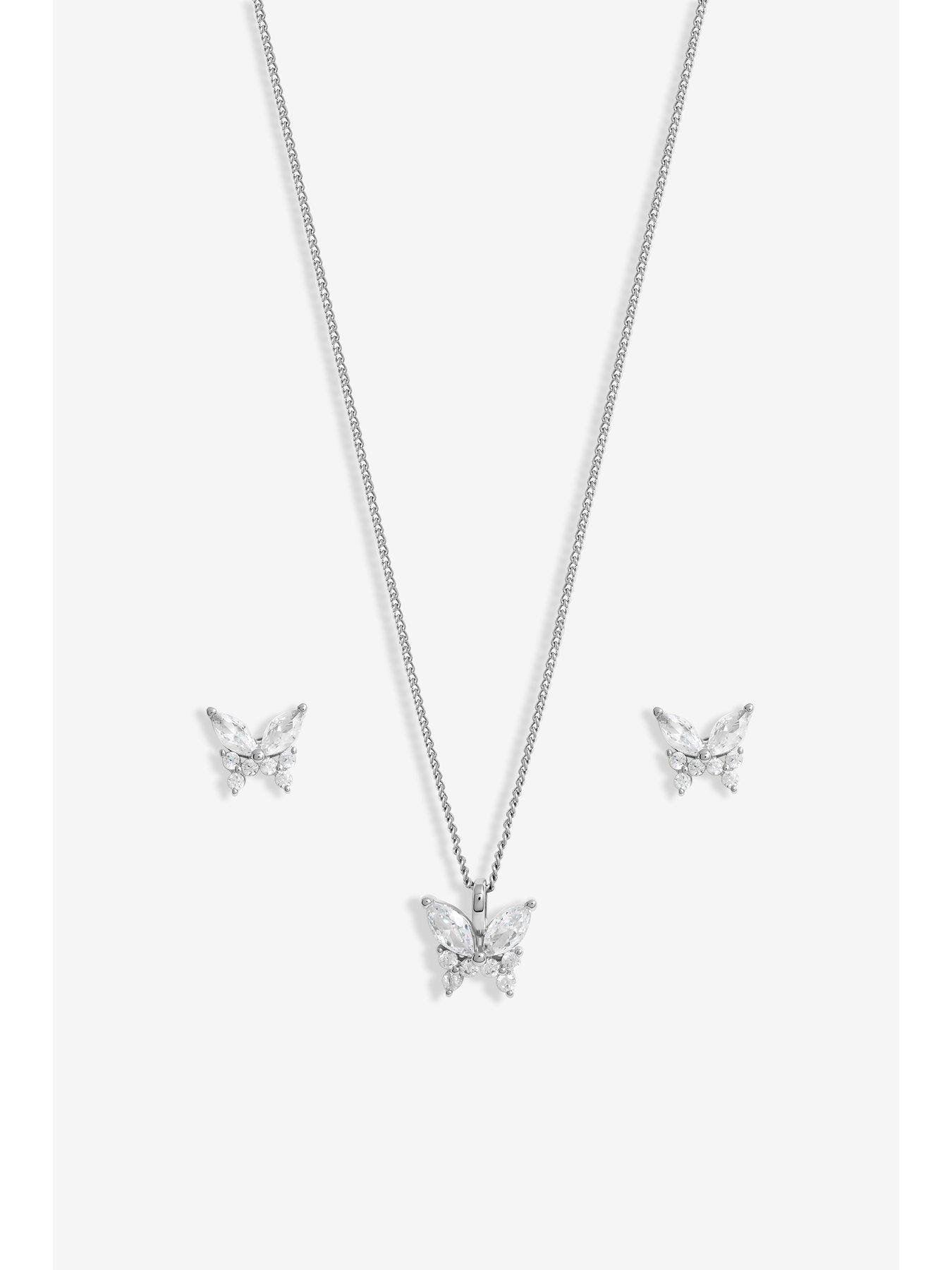 Image 2 of 4 of Jon Richard Rhodium Plated Cubic Zirconia Butterfly Set - Gift Boxed