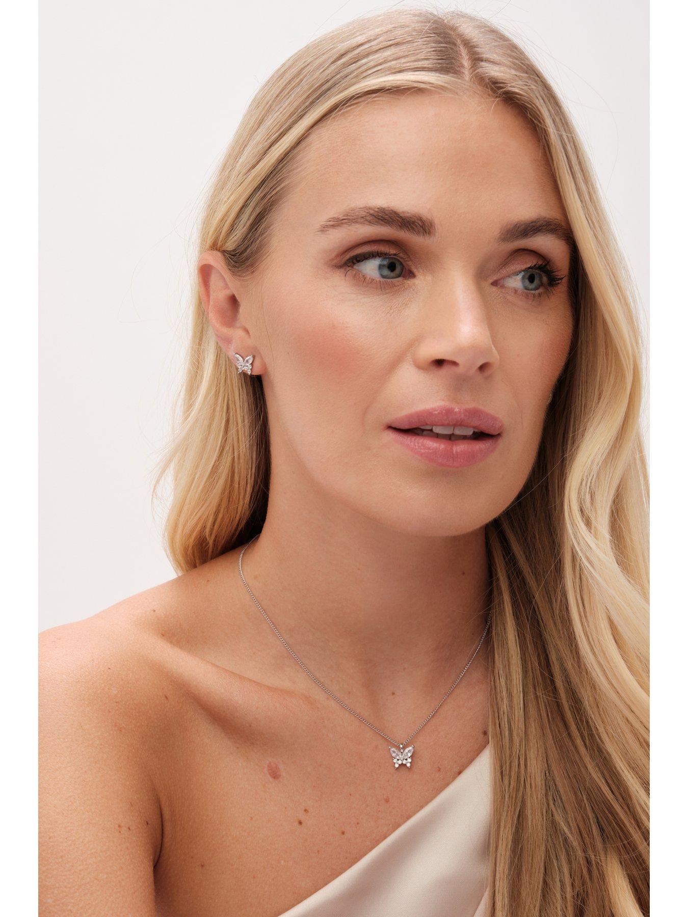 Image 4 of 4 of Jon Richard Rhodium Plated Cubic Zirconia Butterfly Set - Gift Boxed