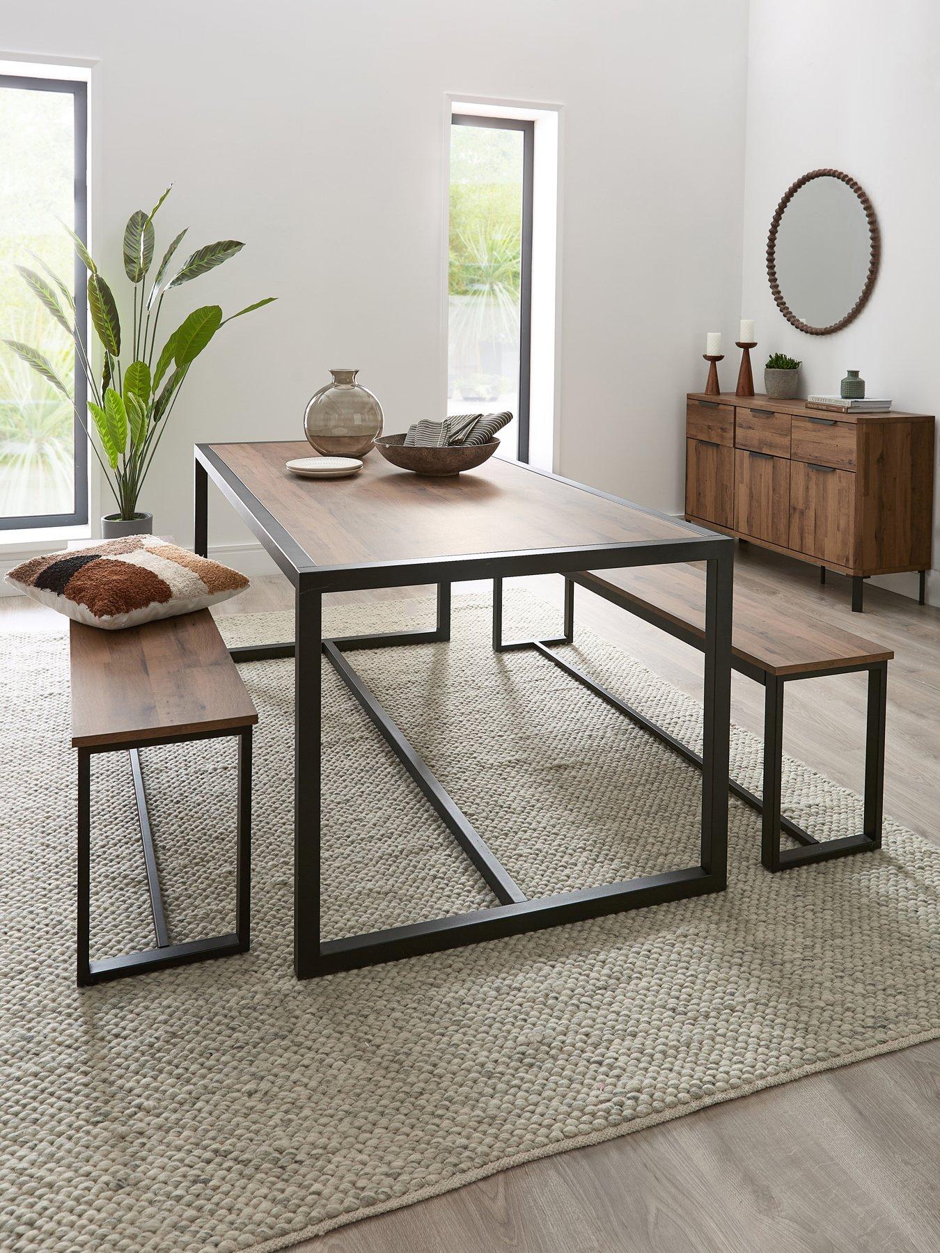 Very Home Harlem Mid Oak Dining Table  &  2 Benches - FSC Certified