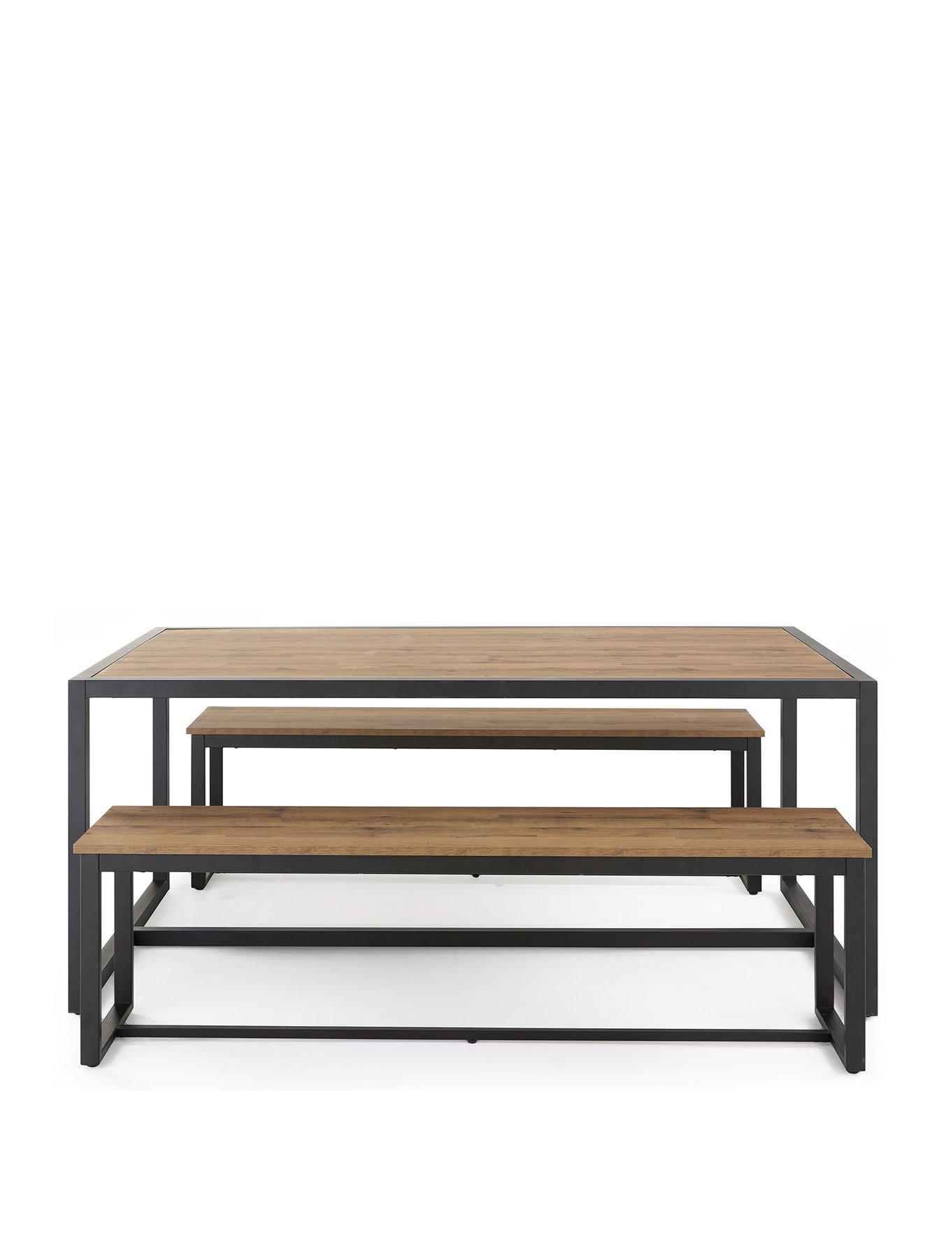 Image 2 of 7 of Very Home Harlem Mid Oak Dining Table &amp; 2 Benches - FSC&reg; Certified