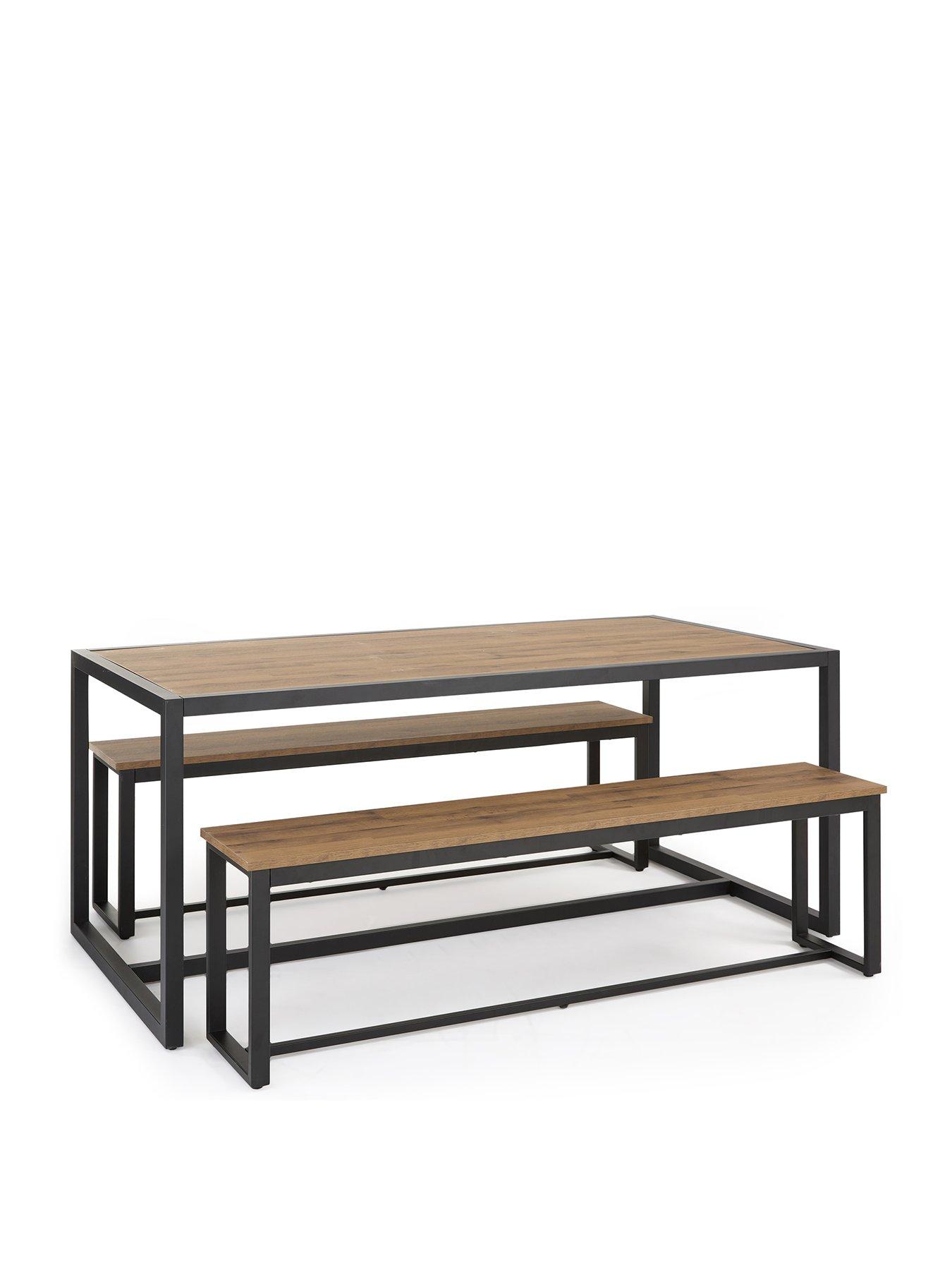 Image 3 of 7 of Very Home Harlem Mid Oak Dining Table &amp; 2 Benches - FSC&reg; Certified
