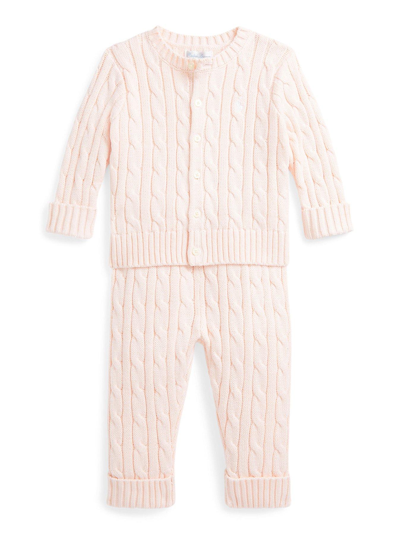 undefined Baby Girls Cable Sweater Set - Pink