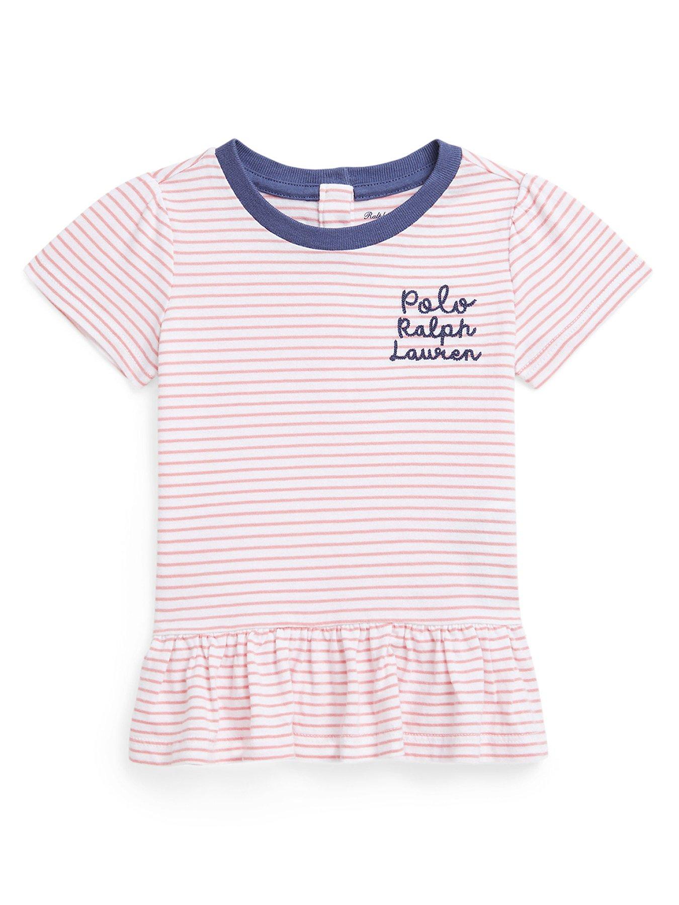 undefined Baby Girls Stripe Script Short Sleeve T-Shirt - Pink