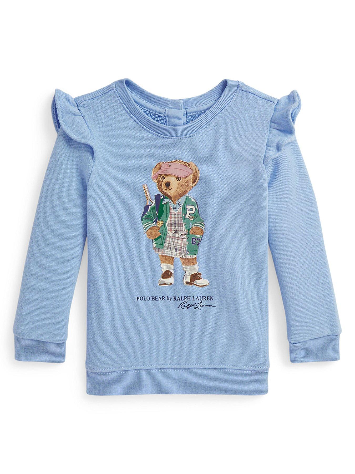 Polo Ralph Lauren Baby Girls Bear Sweatshirt - Light Blue
