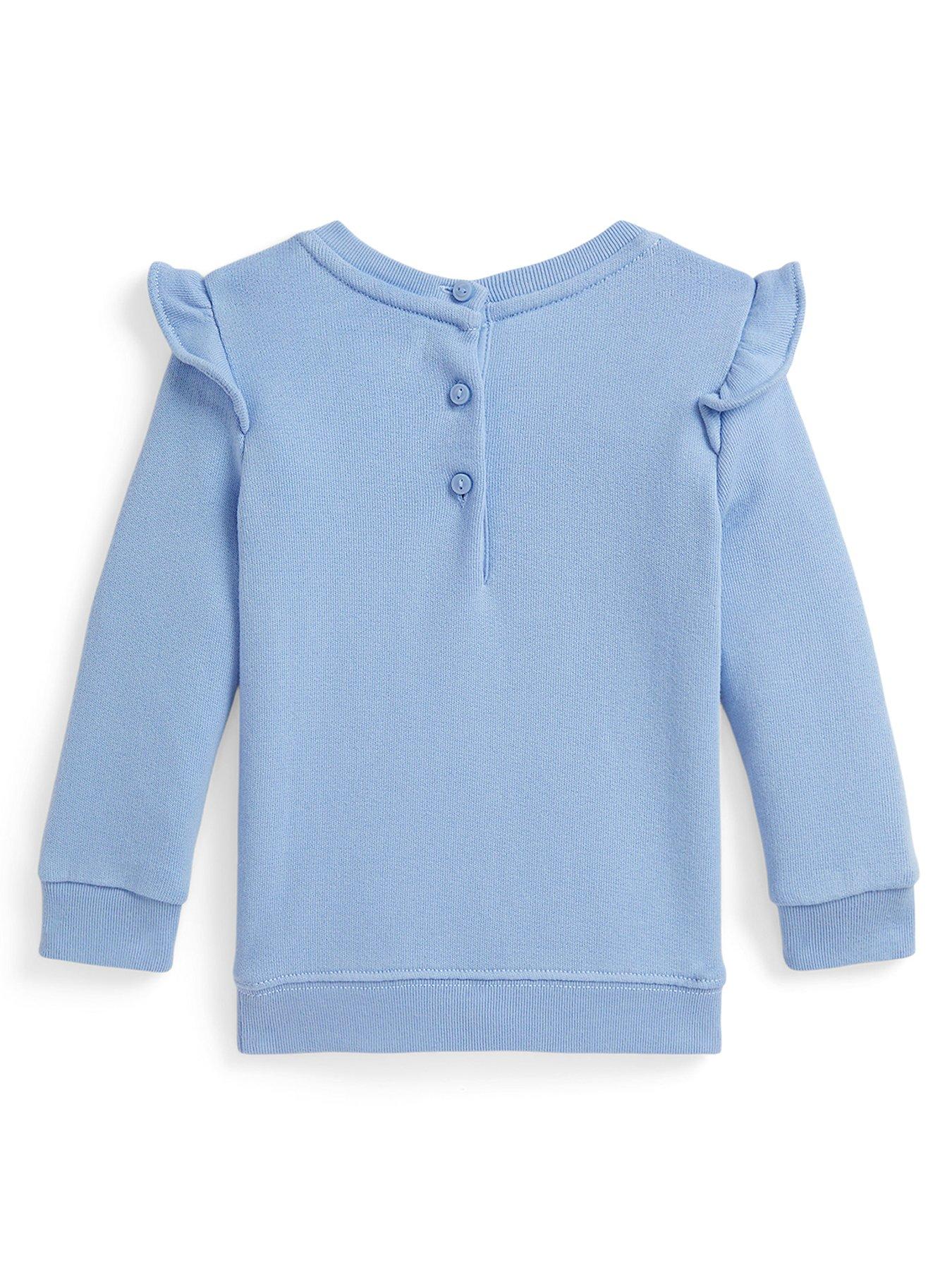 Image 2 of 2 of Polo Ralph Lauren Baby Girls Bear Sweatshirt - Light Blue