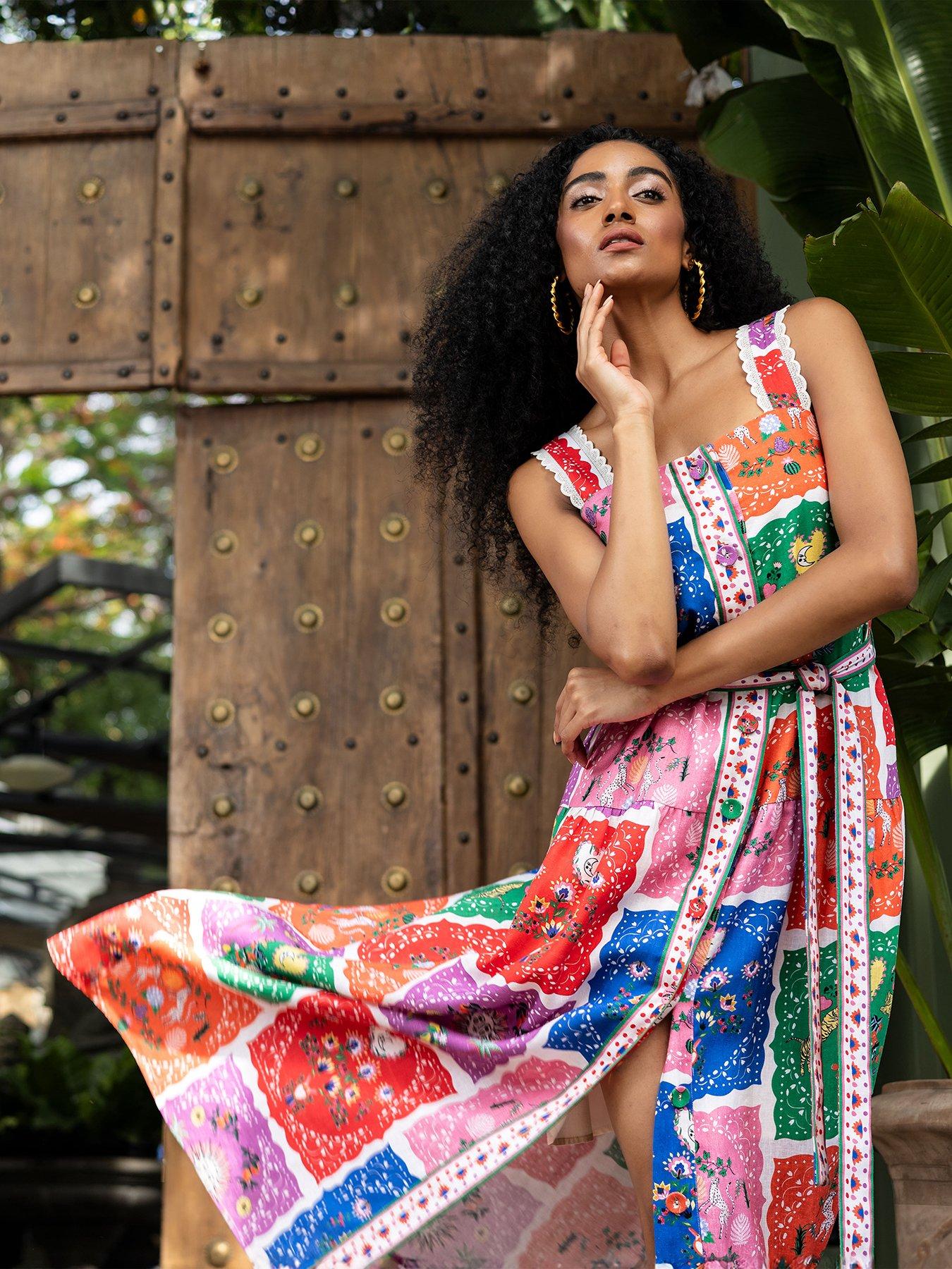 undefined Victoria Printed Midi Dress - Multi
