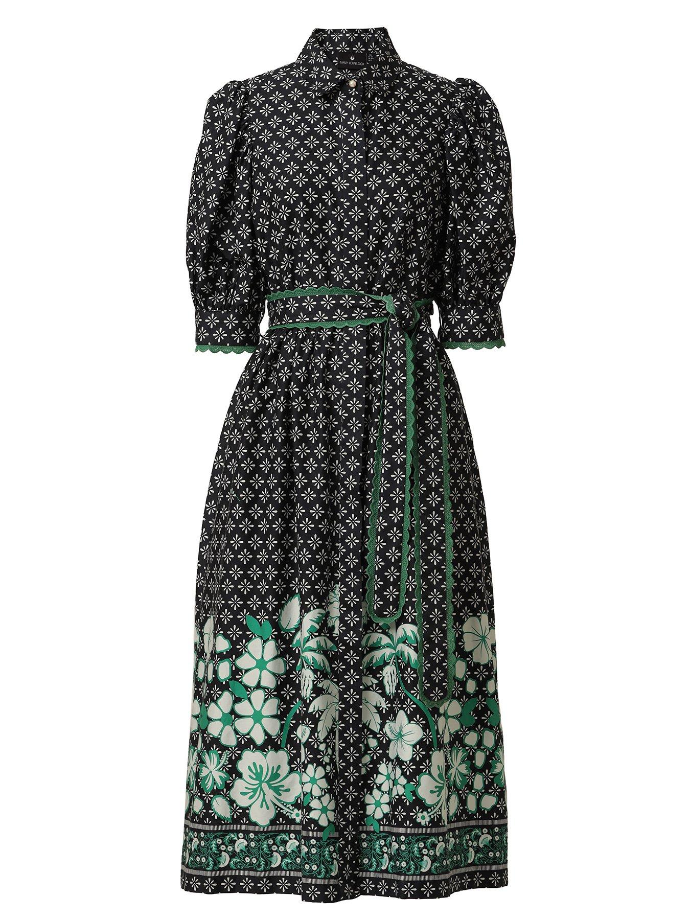undefined Veronica Floral Print Dress - Black