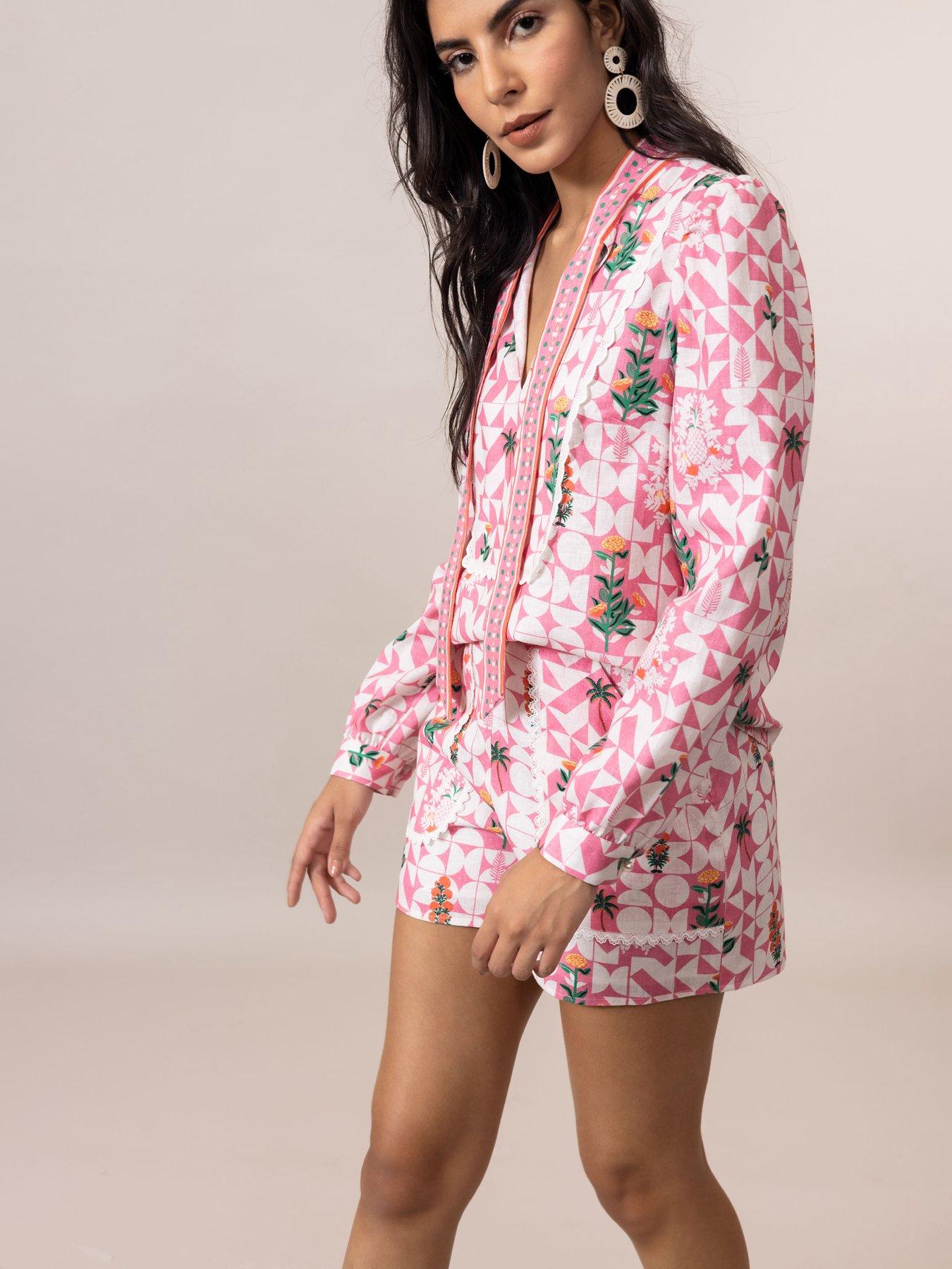 Emily Lovelock Nova Floral Print Shorts