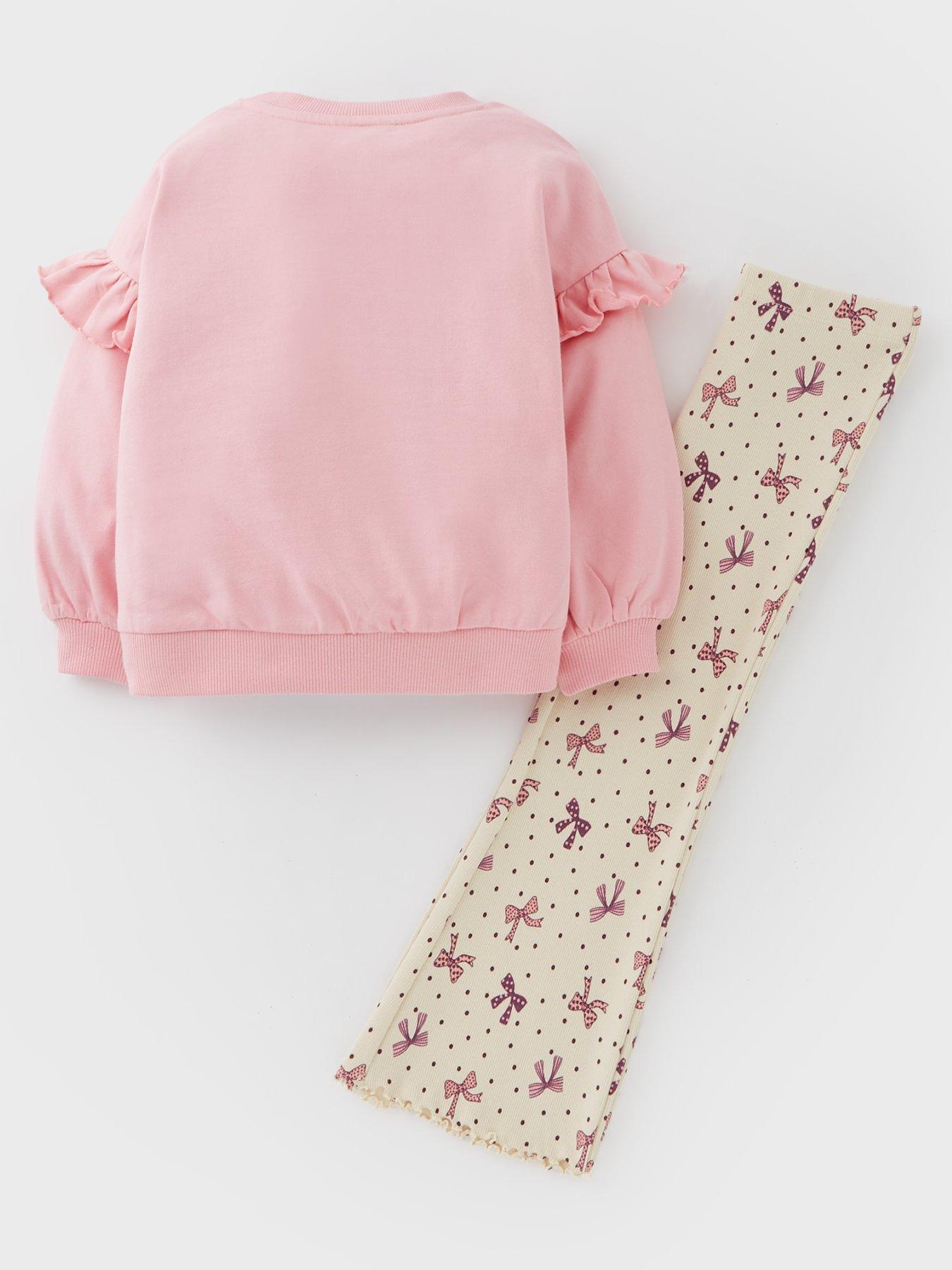 Image 2 of 4 of Mini V by Very Girls Flare Leggings With 3D Bow Sweat - Multi