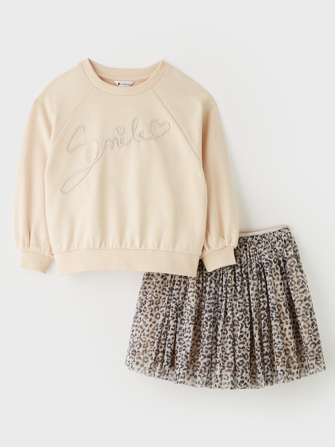 undefined Girls Sweat With Tule Skirt - Multi