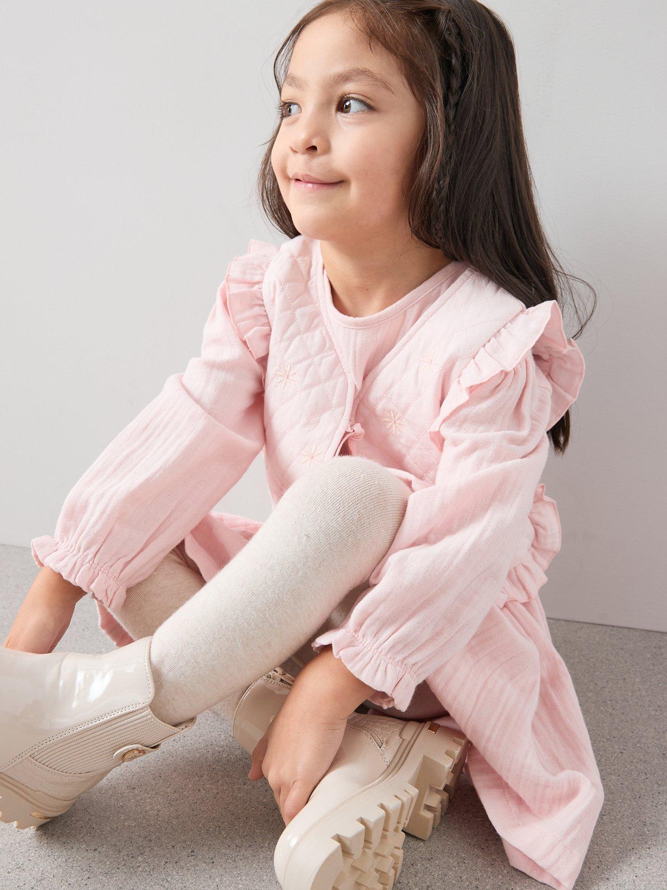 Image 4 of 5 of The Very Collection Girls Dress With Embroidered Waistcoat - Pink