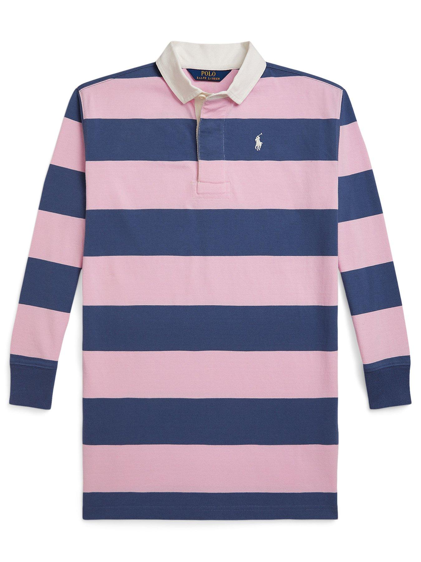 undefined Girls Stripe Long Sleeve Rugby Dress - Multi