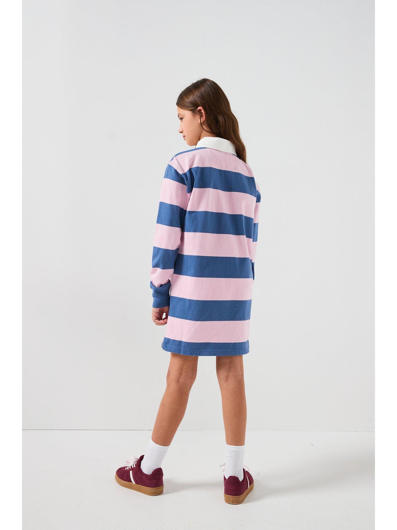 Image 2 of 6 of Polo Ralph Lauren Girls Stripe Long Sleeve Rugby Dress - Multi
