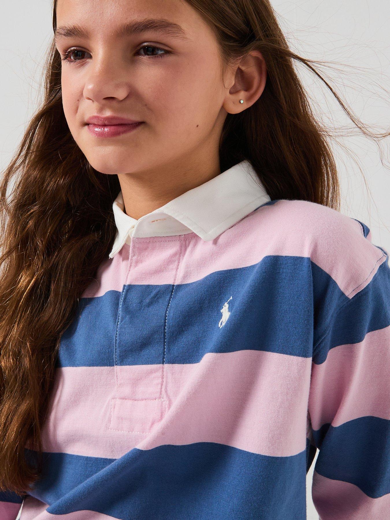 Image 4 of 6 of Polo Ralph Lauren Girls Stripe Long Sleeve Rugby Dress - Multi