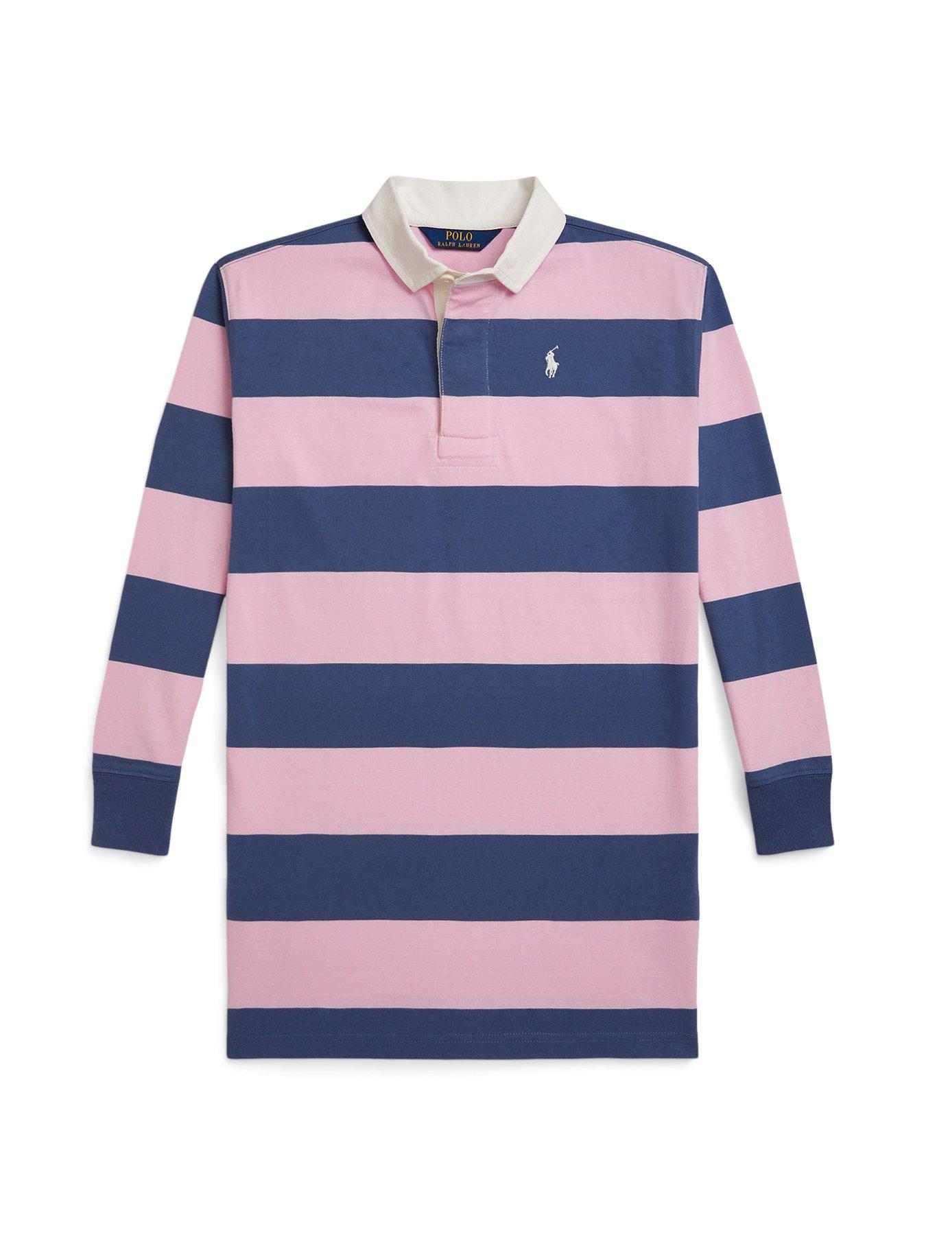 Image 6 of 6 of Polo Ralph Lauren Girls Stripe Long Sleeve Rugby Dress - Multi