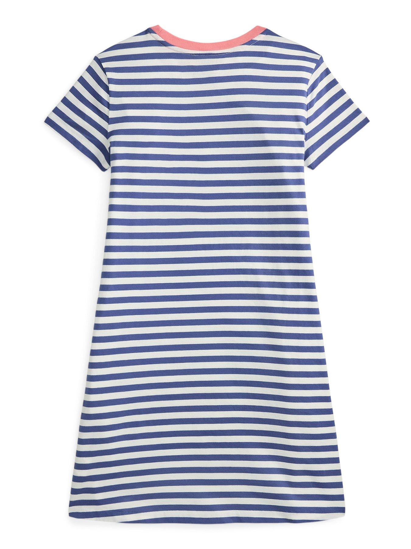 Image 2 of 2 of Polo Ralph Lauren Girls Short Sleeve Stripe Dress - Blue
