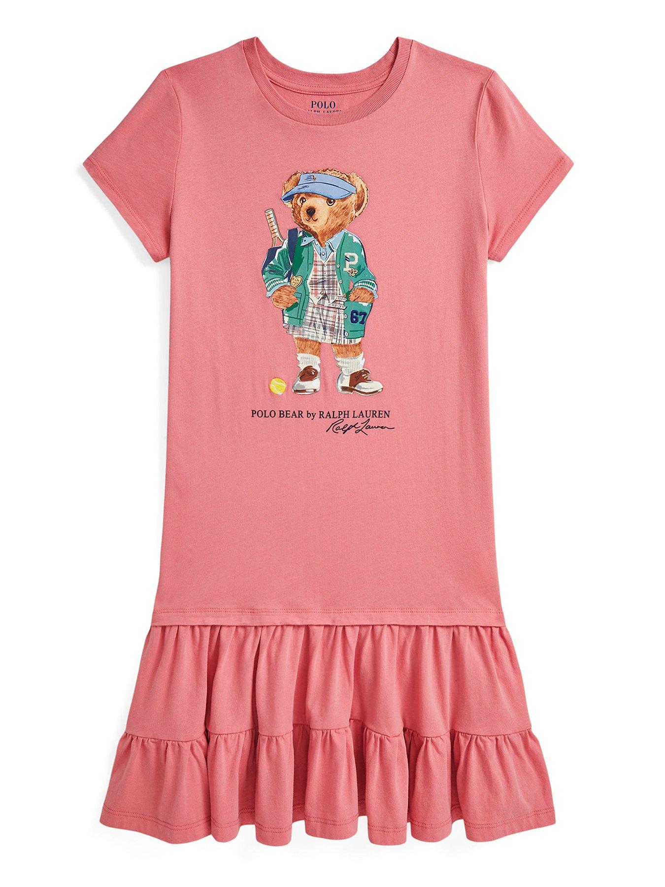 undefined Girls Bear Short Sleeve Dress - Pink