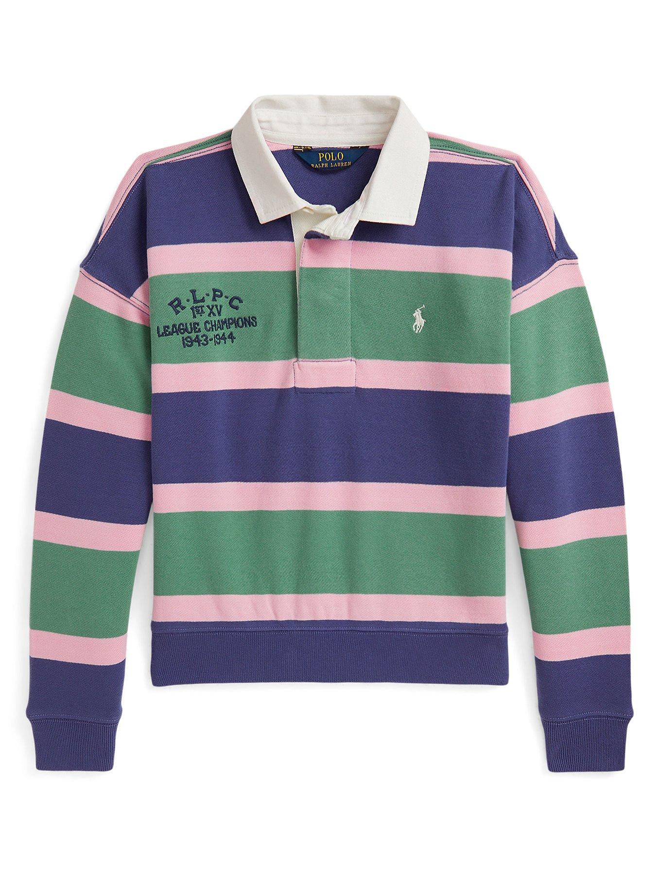undefined Girls Stripe Rugby Sweatshirt - Multi