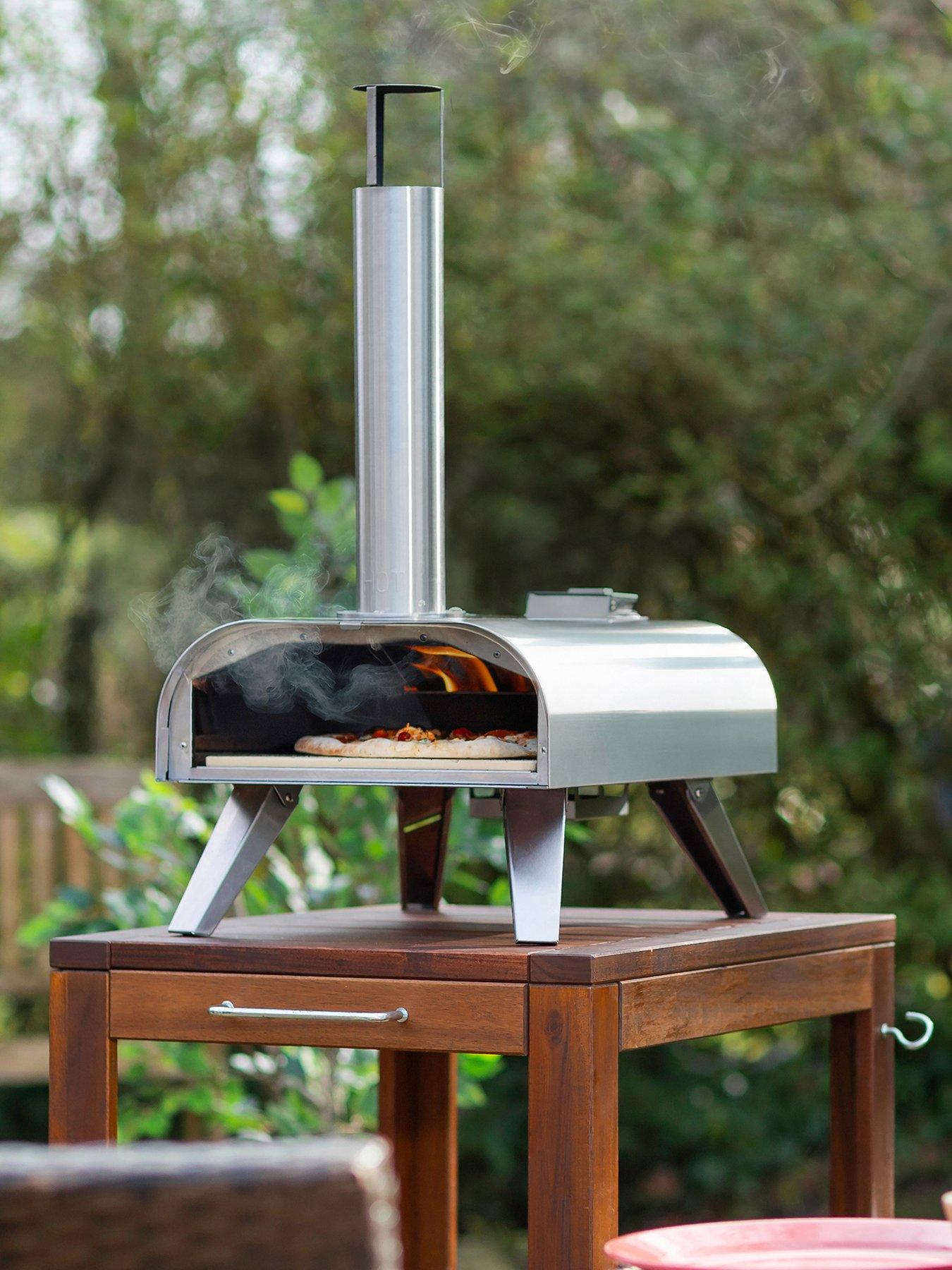 undefined GFWPPO1SSPC 12'' Wood Pellet Pizza Oven with Paddle  &  Carry Bag in Stainless Steel