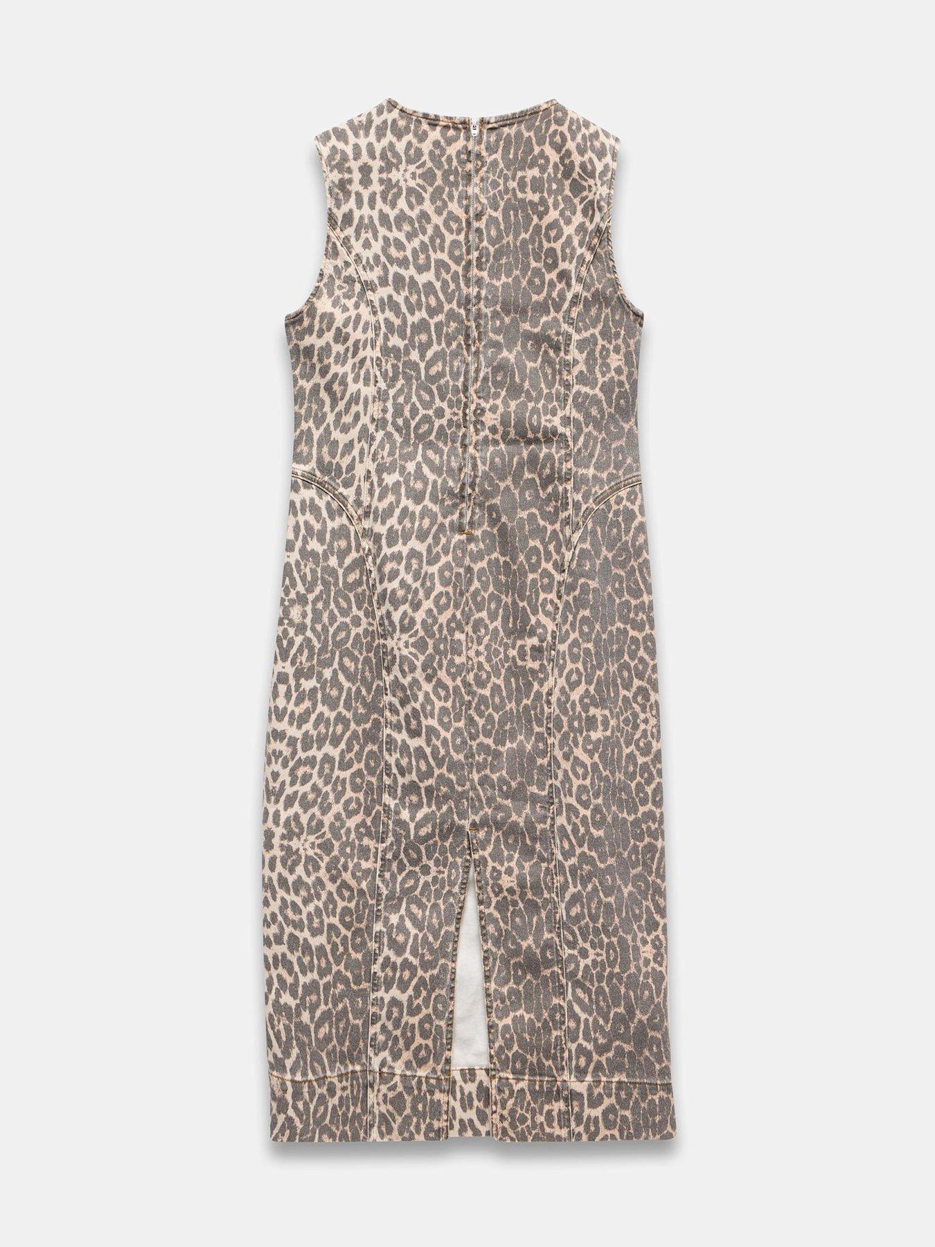 mint velvet green leopard print dress Mint Velvet Drape Detail Animal Print Midi Dress, Black