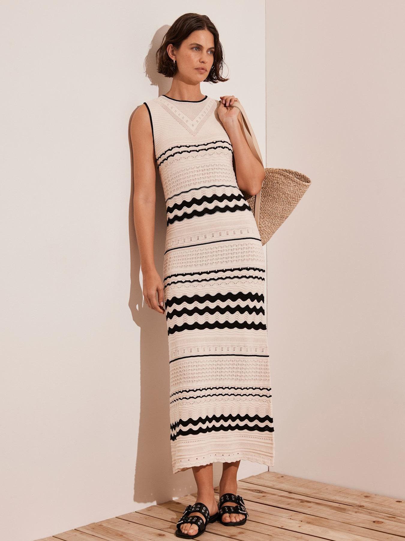 undefined Cream Textured Knit Maxi Dress - Ivory