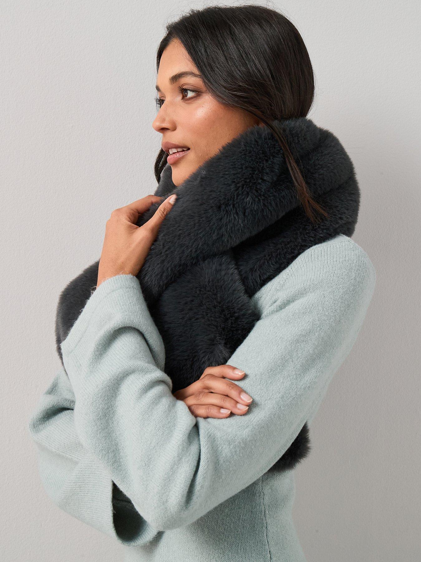 The Very Collection Faux Fur Scarf - Dark Grey