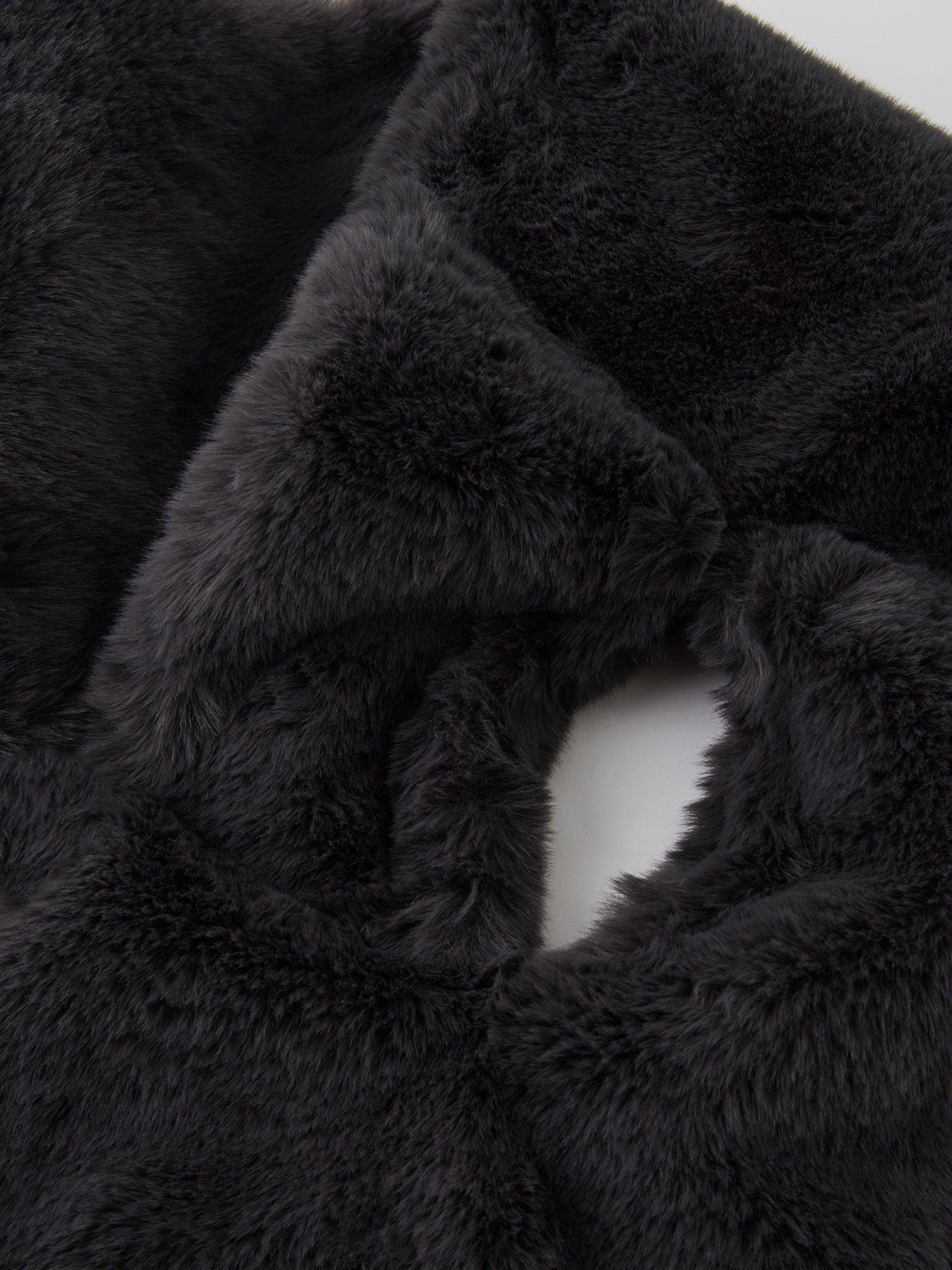 Image 3 of 4 of The Very Collection Faux Fur Scarf - Dark Grey