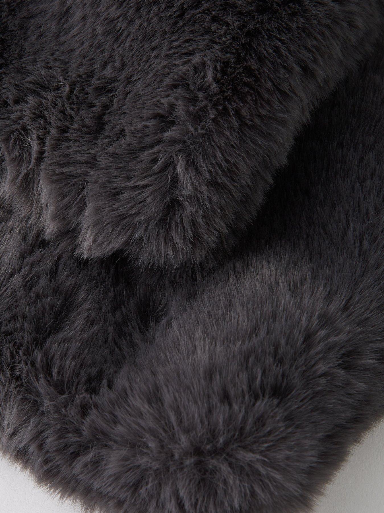 Image 4 of 4 of The Very Collection Faux Fur Scarf - Dark Grey