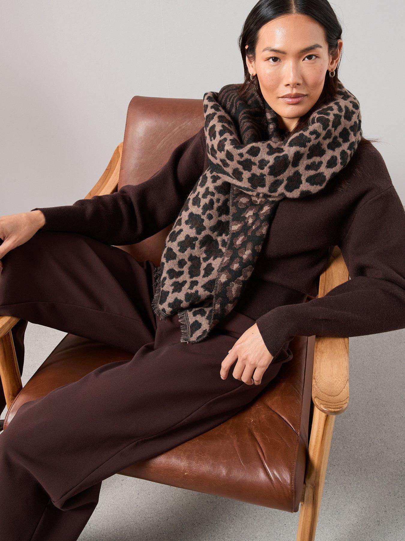 The Very Collection Mixed Print Animal Scarf - Brown