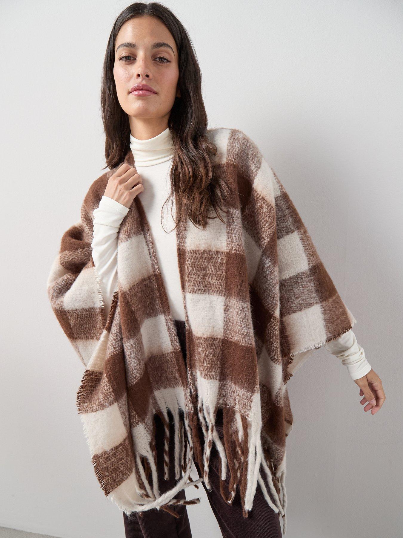 Image 4 of 7 of The Very Collection Brushed Check Wrap - Brown