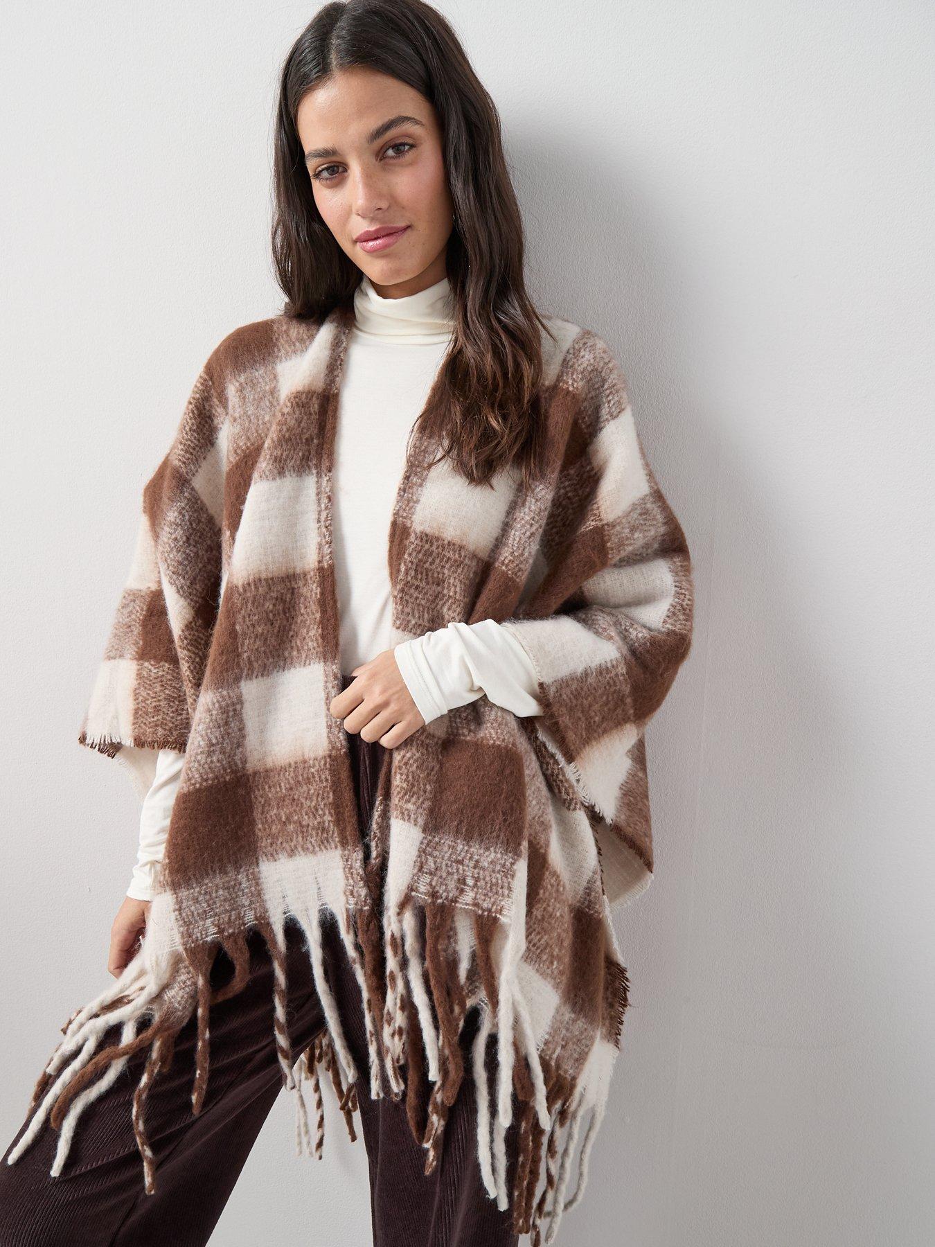 Image 6 of 7 of The Very Collection Brushed Check Wrap - Brown
