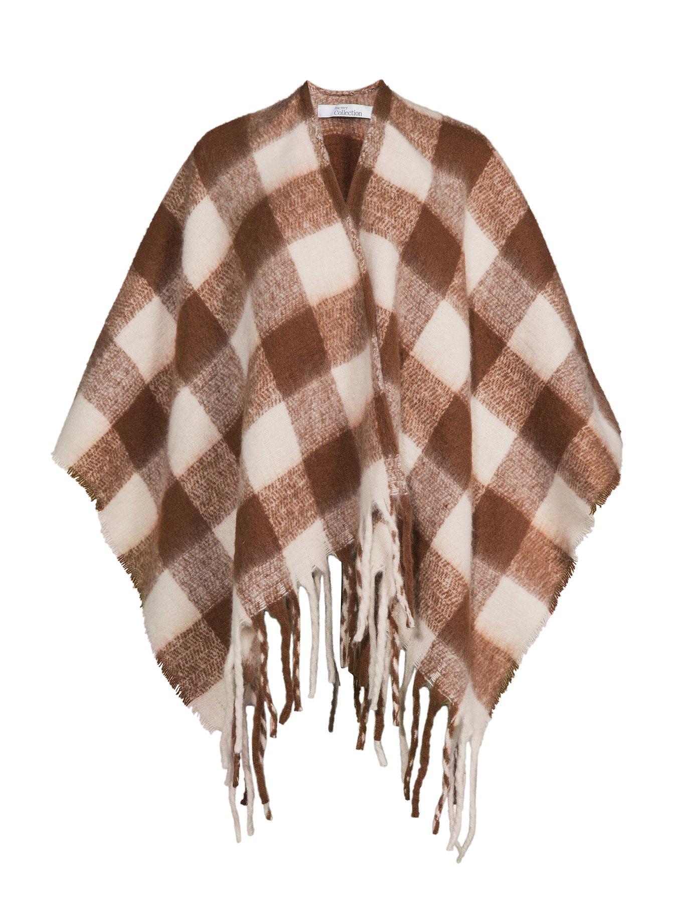 Image 7 of 7 of The Very Collection Brushed Check Wrap - Brown