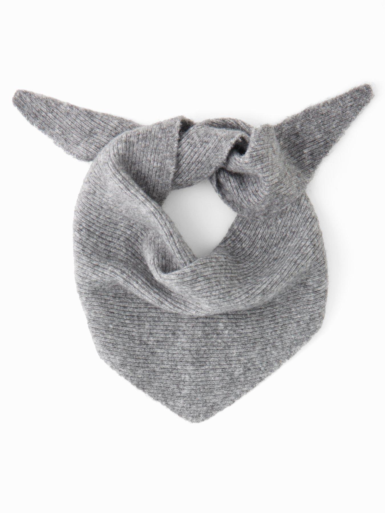 The Very Collection Knitted Ribbed Triangle Scarf With Wool - Grey