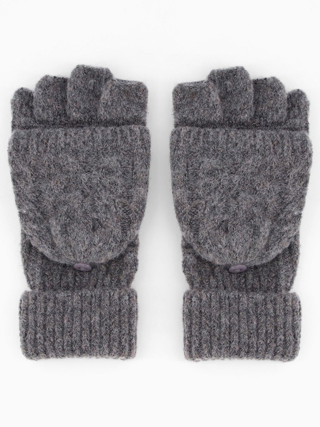 Image 2 of 5 of The Very Collection Cable Knit Mittens - Grey
